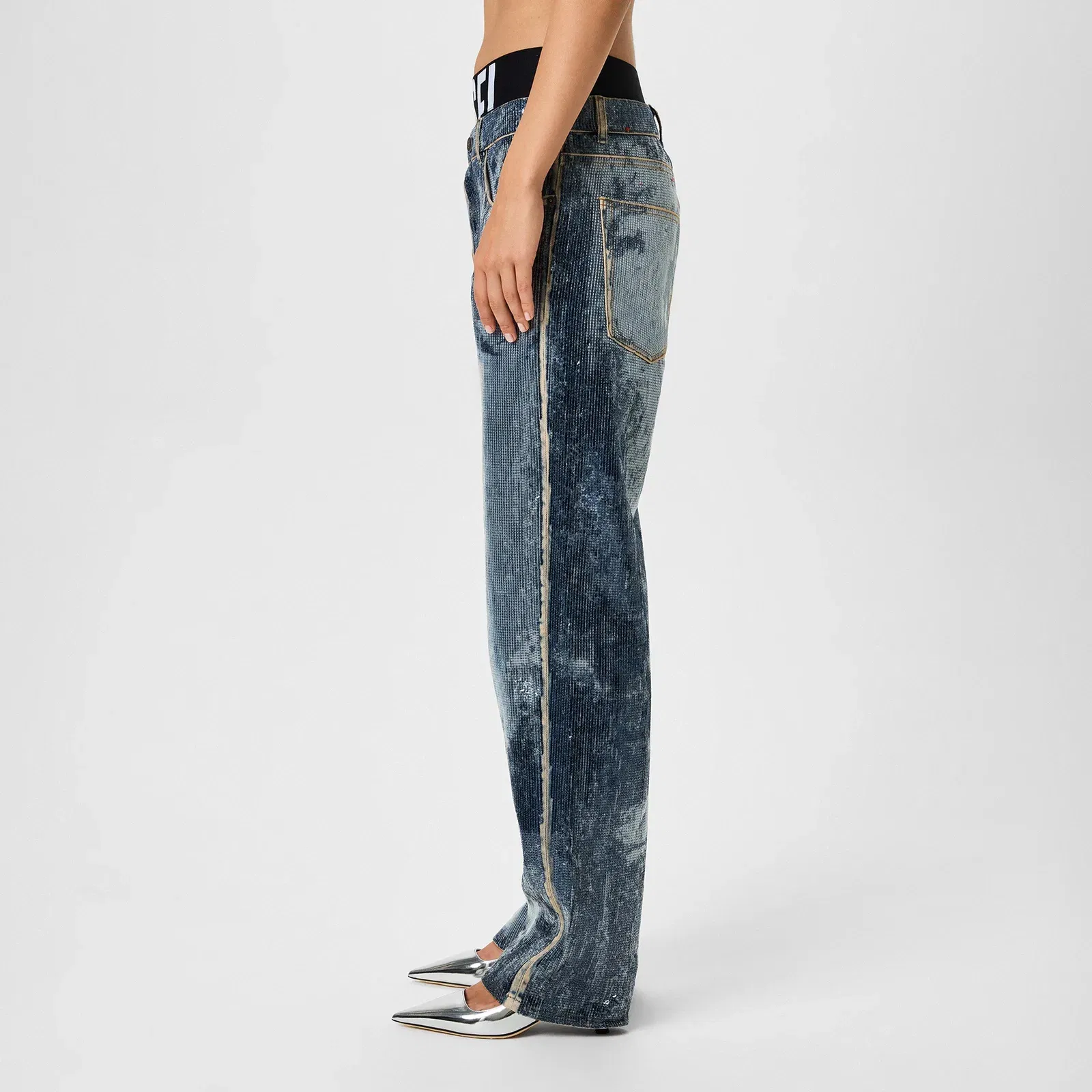 Sequin Wide Leg Jeans