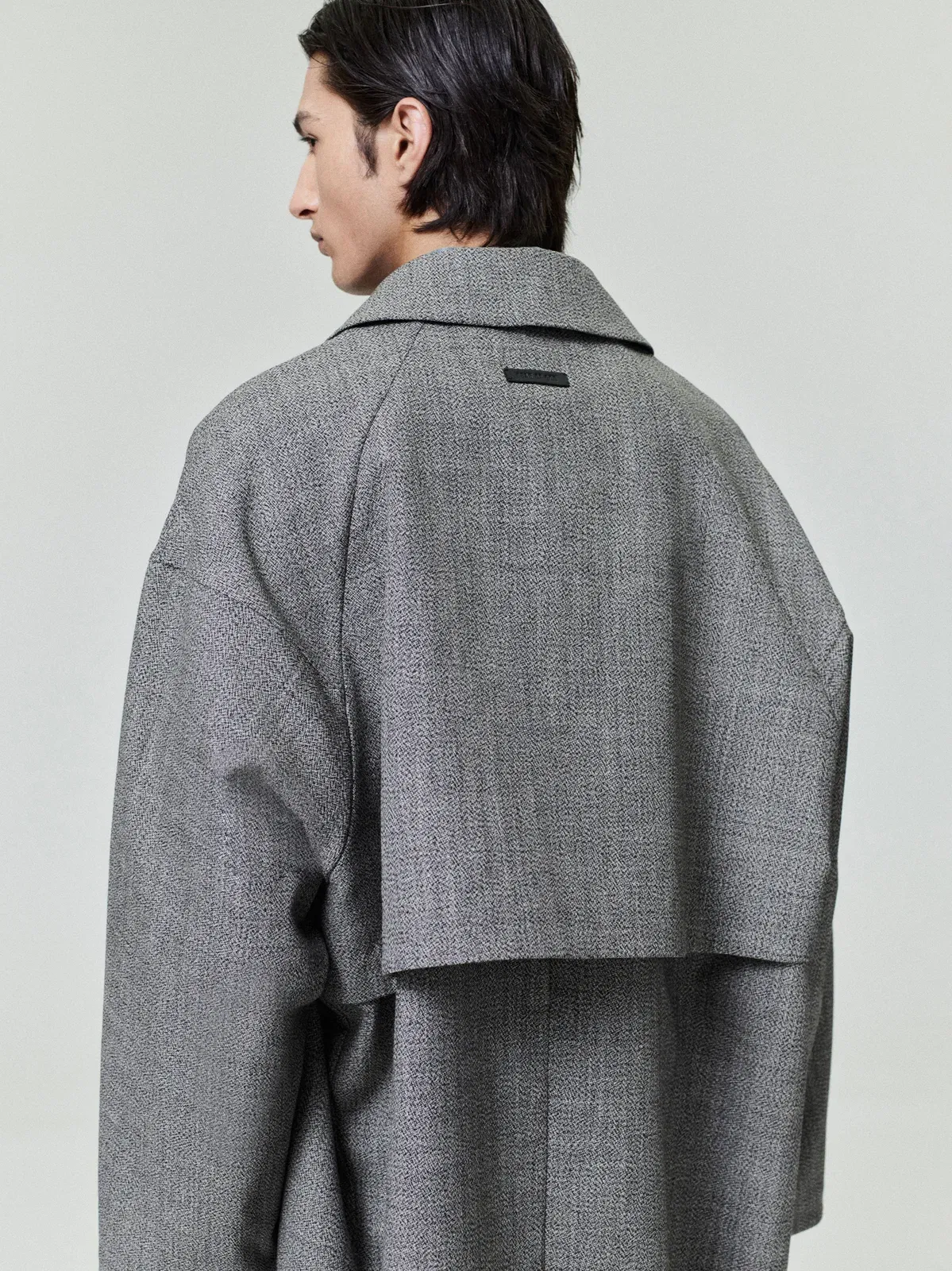 Essentials Mouline Wool Relaxed Trench Coat Off White/Black