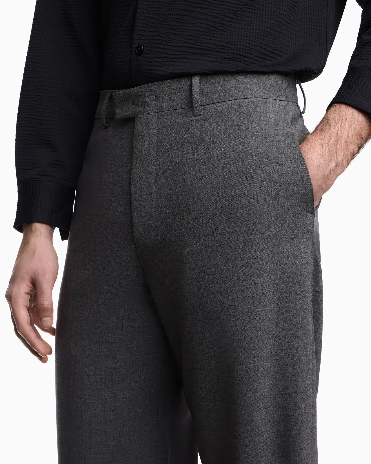 Emporio Armani Soft-finish stretch wool-canvas trousers