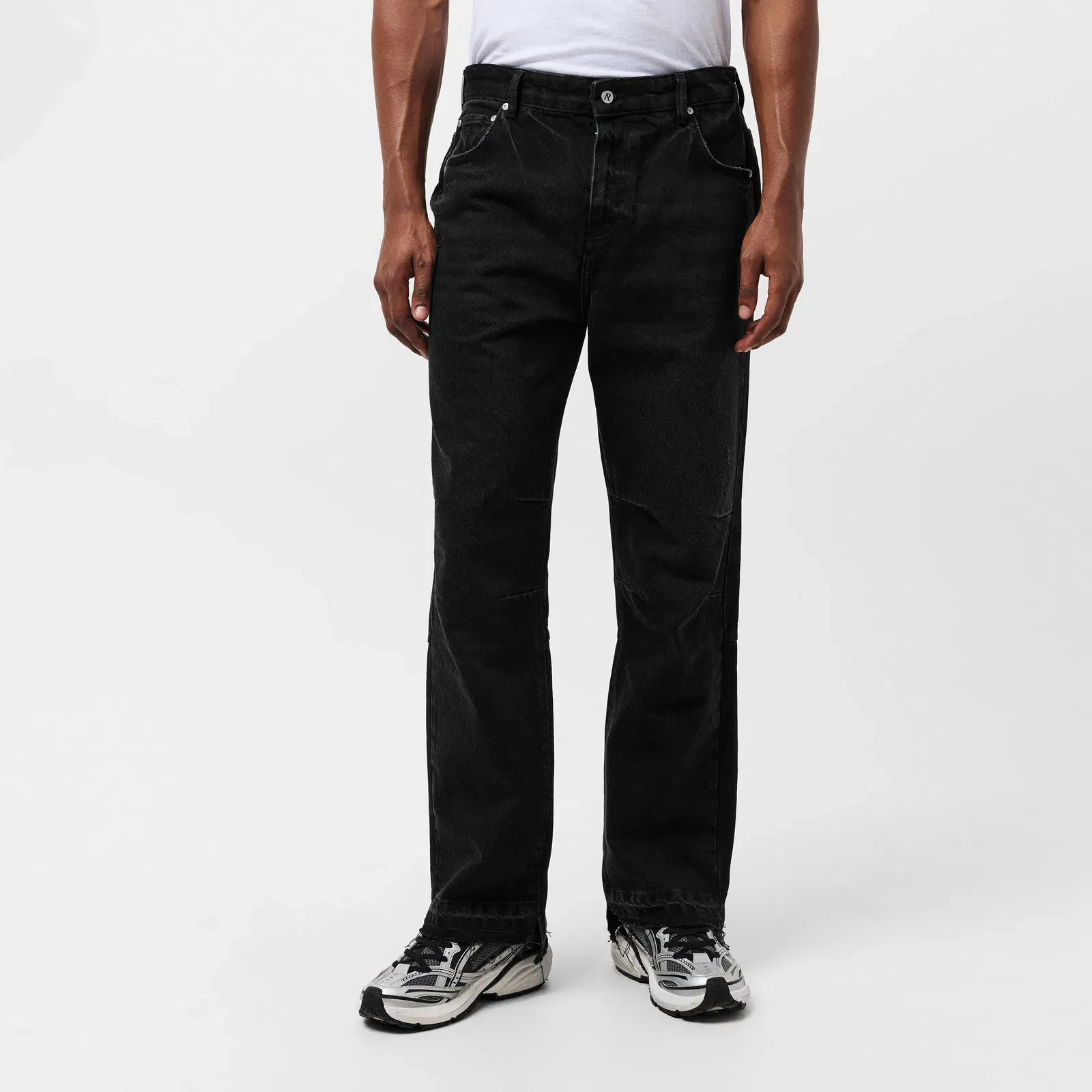 Hem Denim Straight Leg Jeans