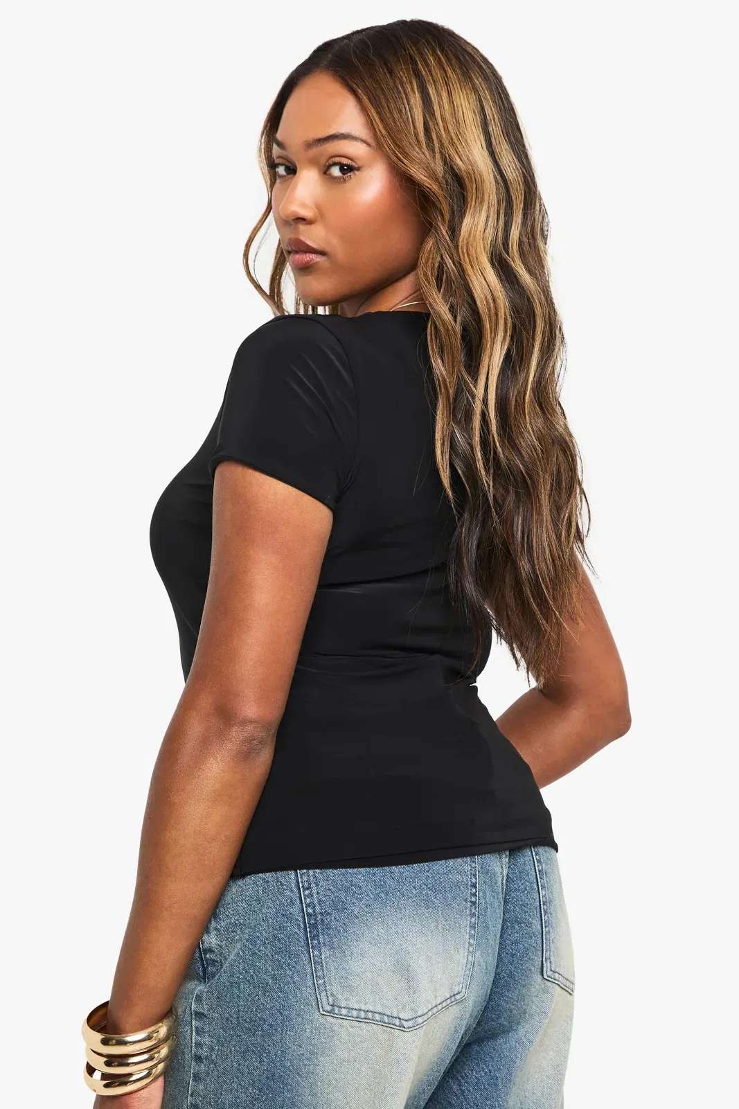 Plus Double Layer Slinky Fitted T-Shirt