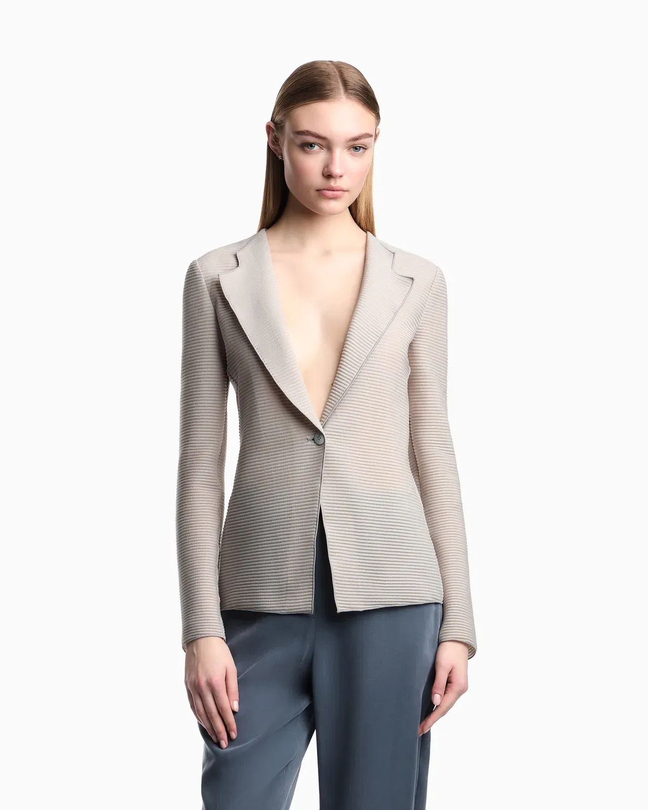 Emporio Armani Jacket with lapels in canneté fabric