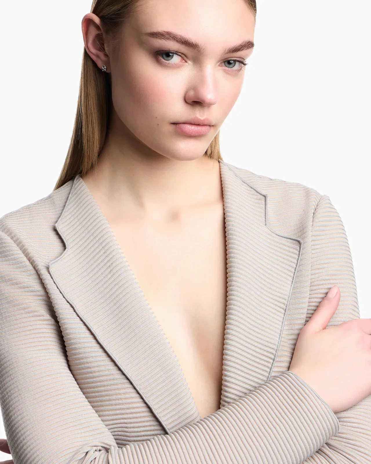 Emporio Armani Jacket with lapels in canneté fabric
