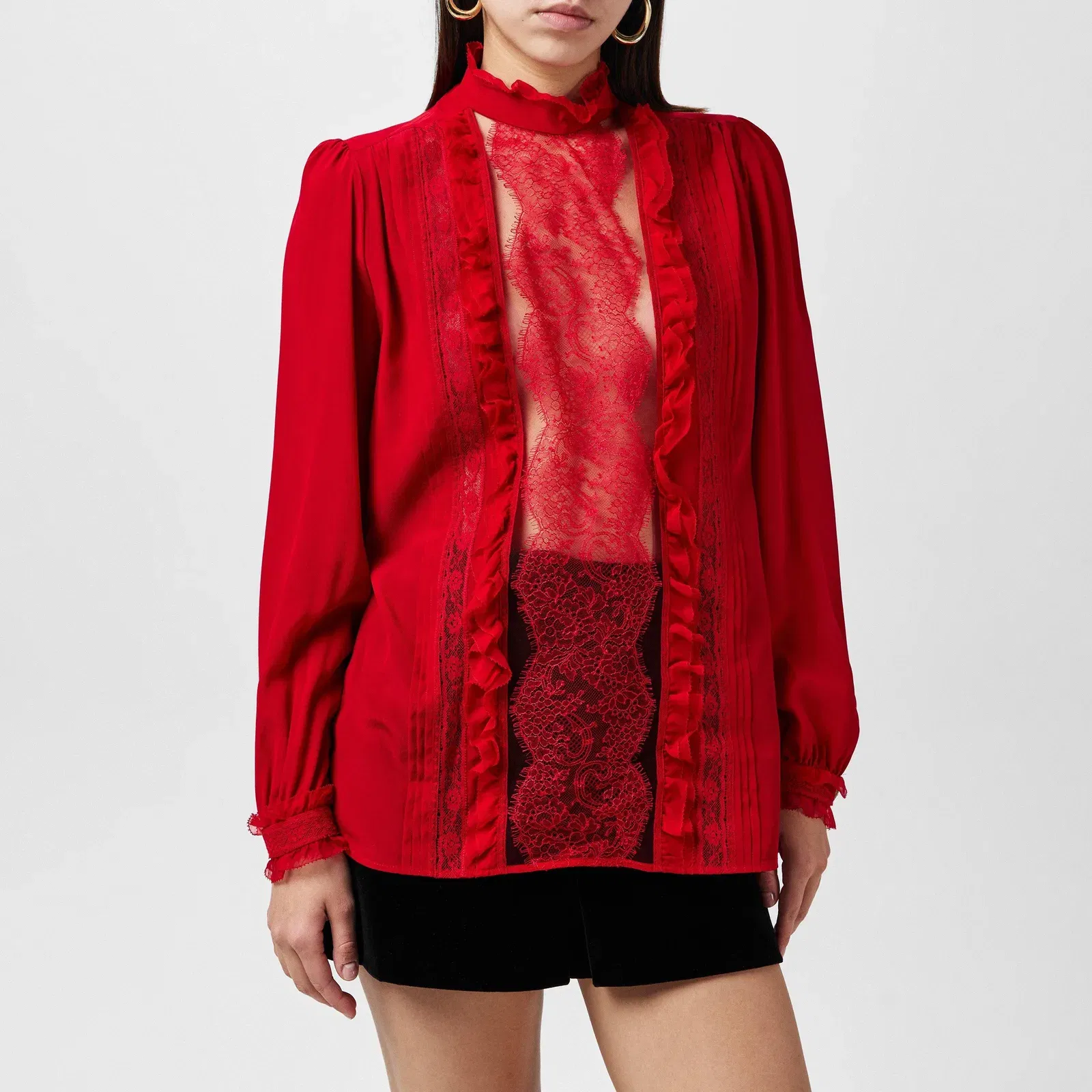 Crepe Ruffle Blouse