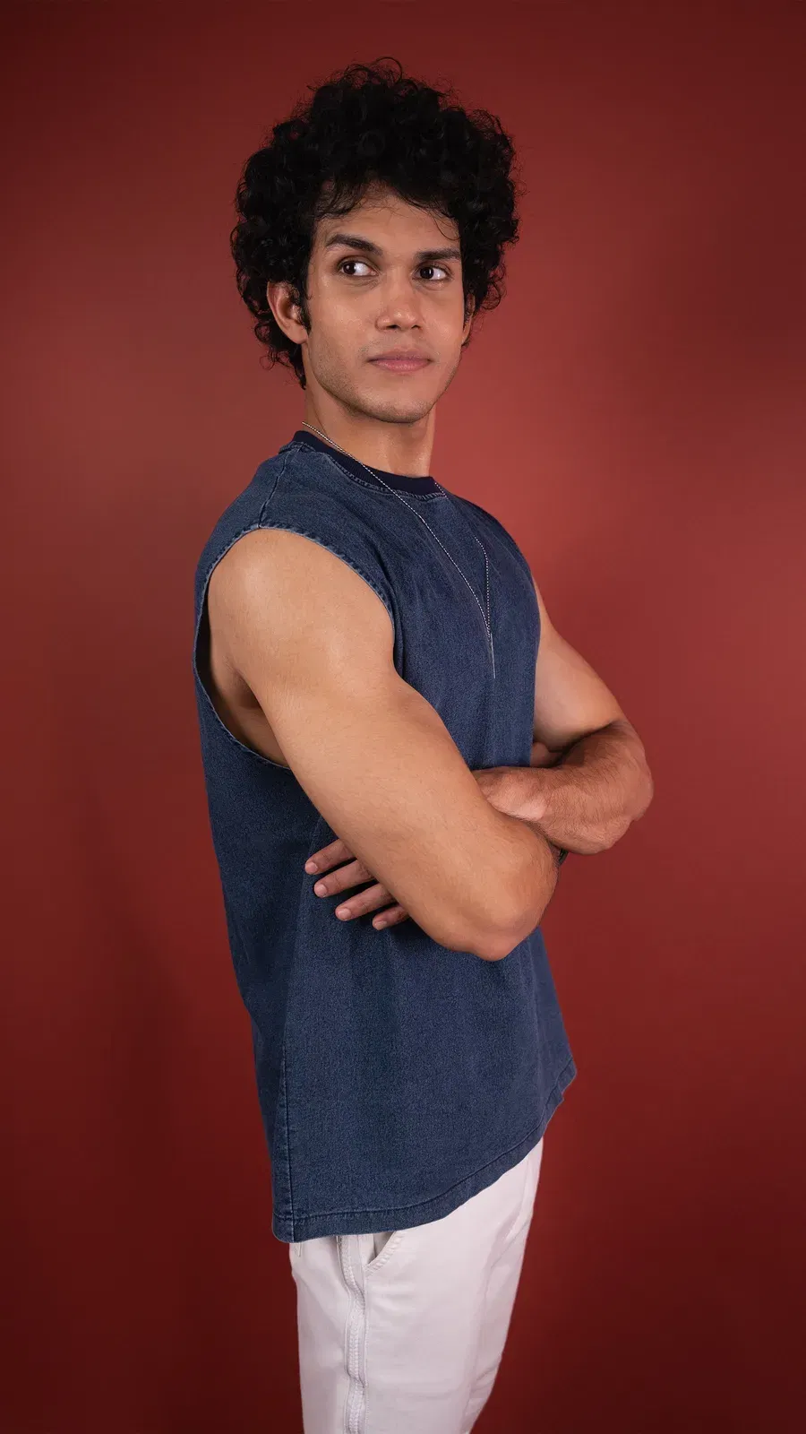 BLUE DENIM MEN'S TANK TOP