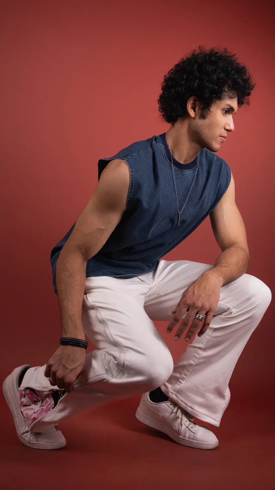 BLUE DENIM MEN'S TANK TOP