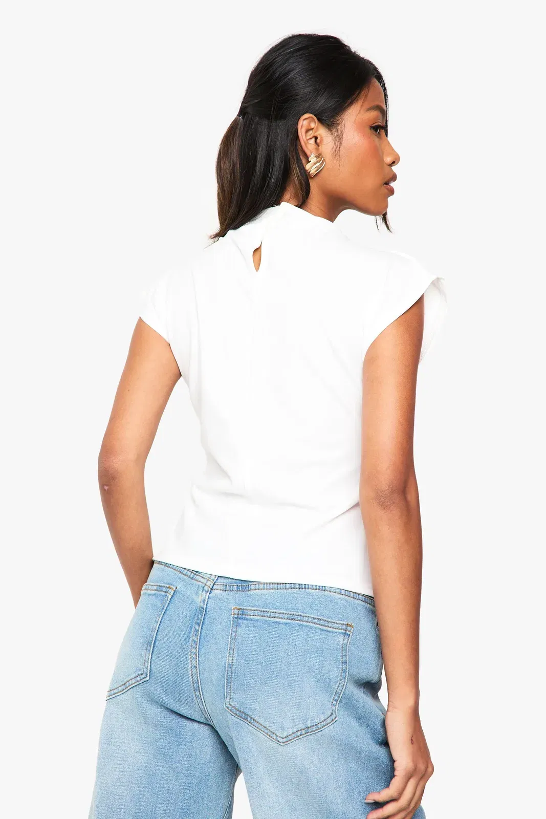 Crepe Knot Cowl Neck Blouse