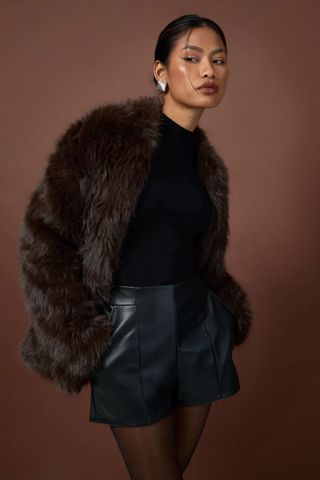 Faux Leather Tailored Shorts
