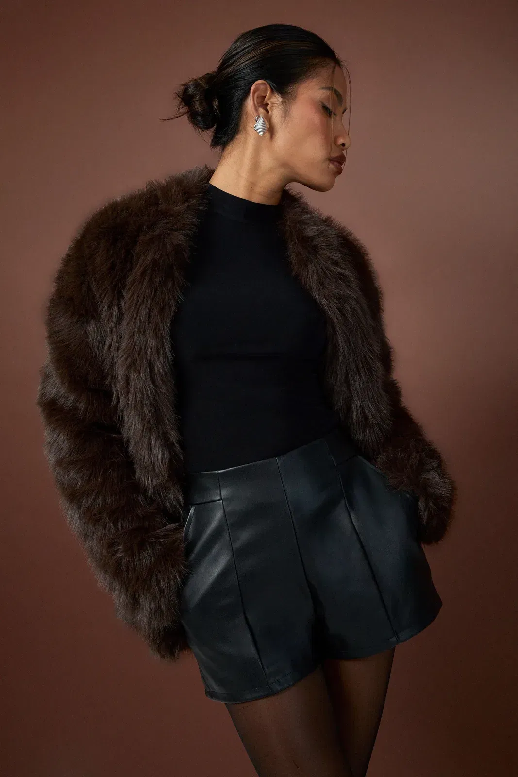 Faux Leather Tailored Shorts