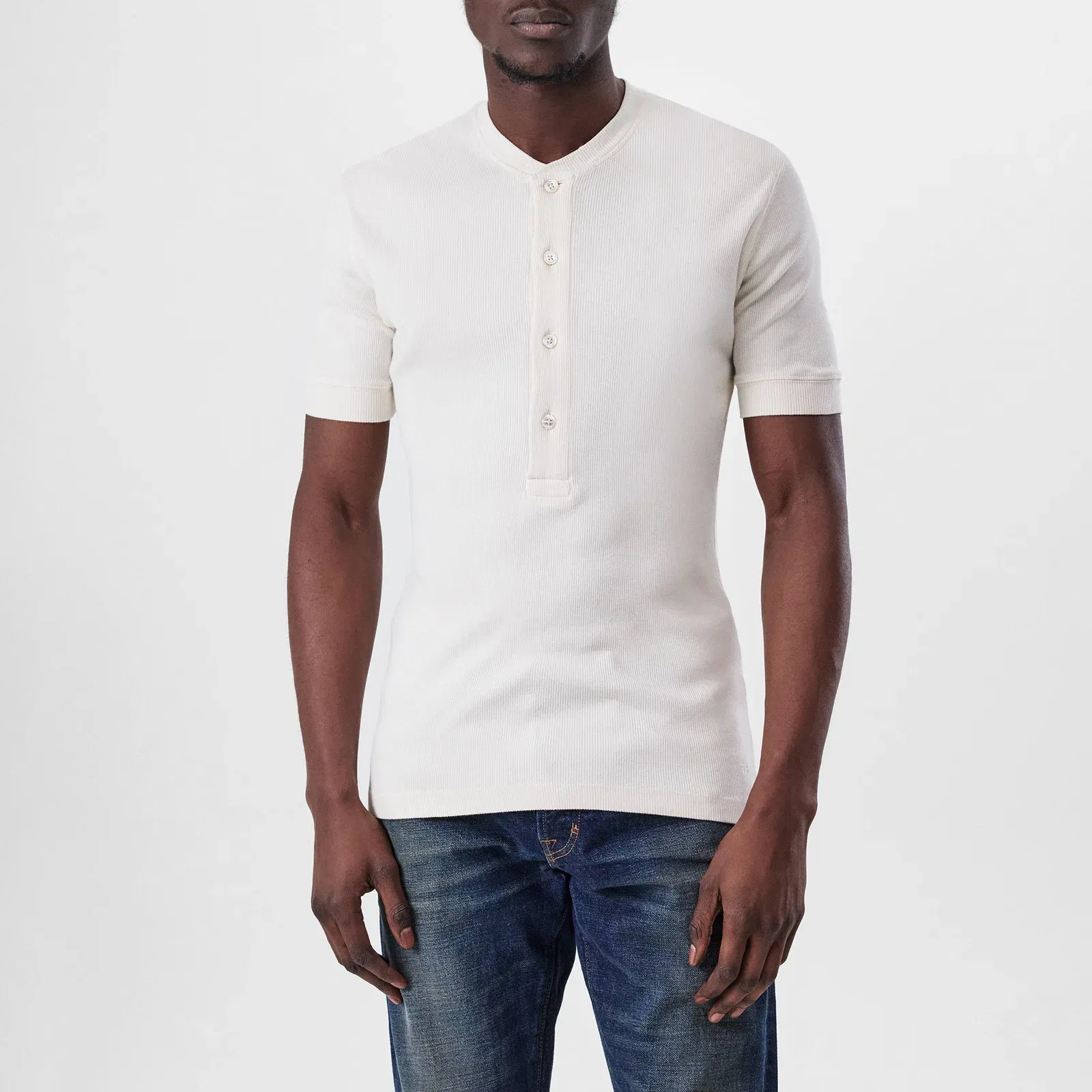 Ribbed Henley T-Shirt