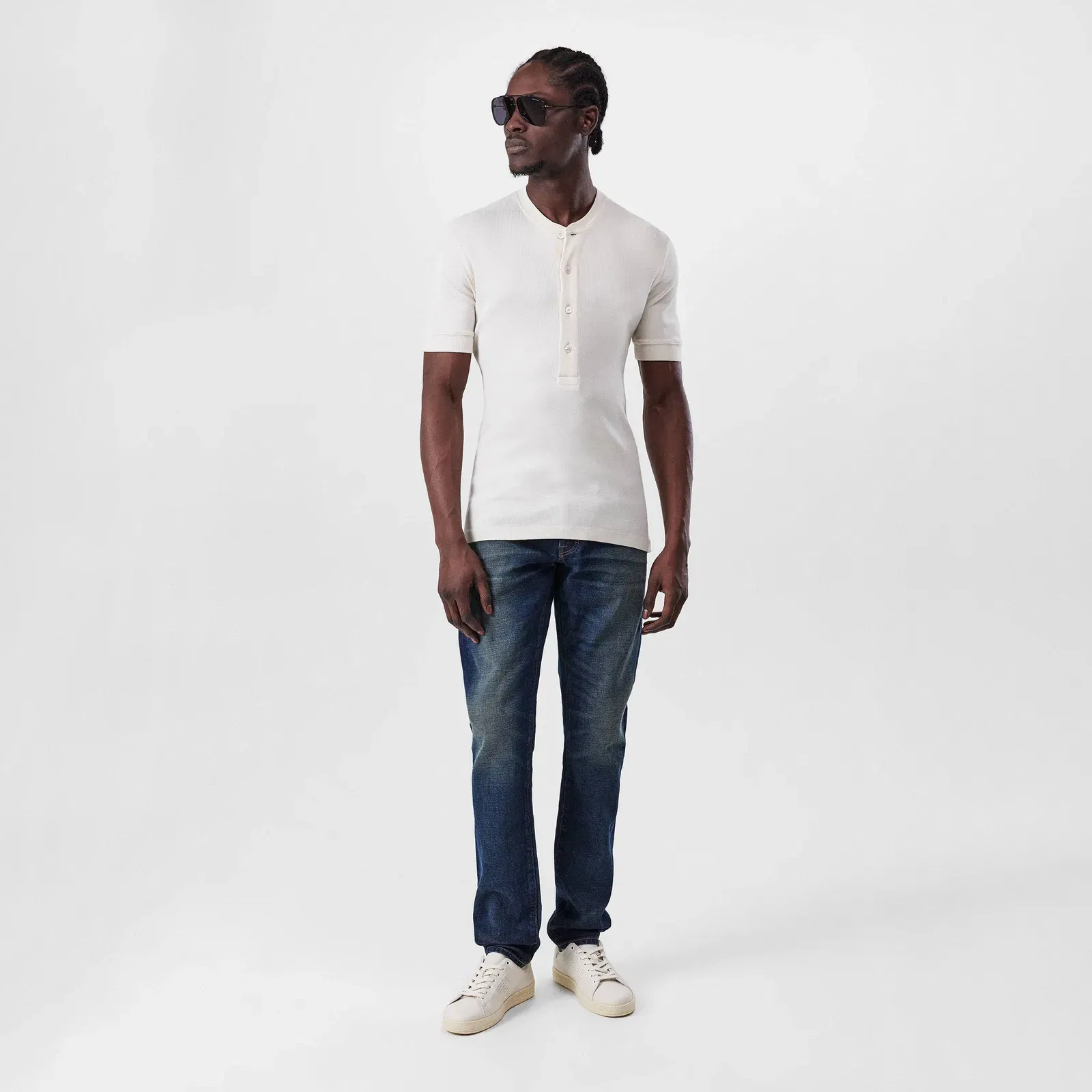 Ribbed Henley T-Shirt