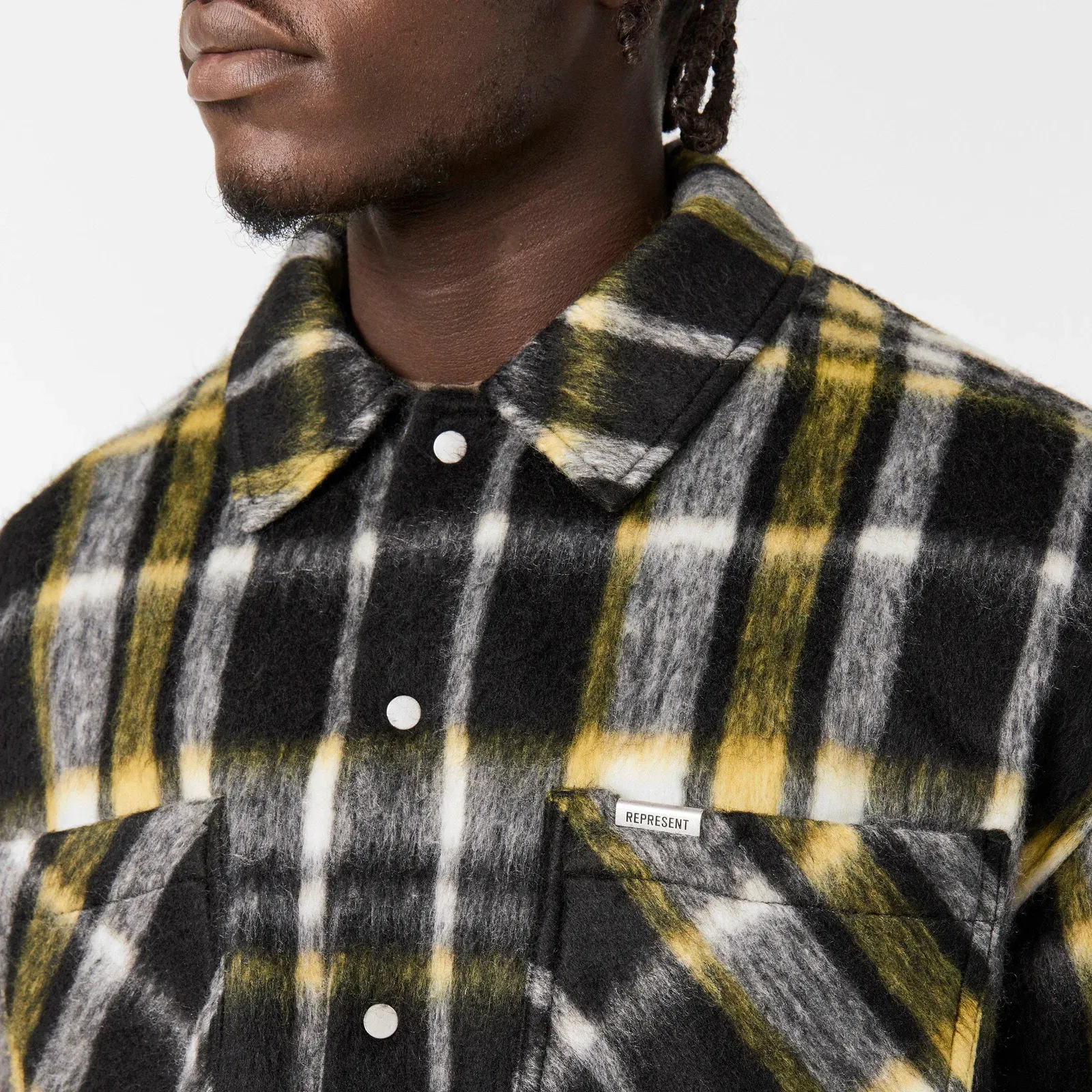 Check Button-Through Structured Overshirt