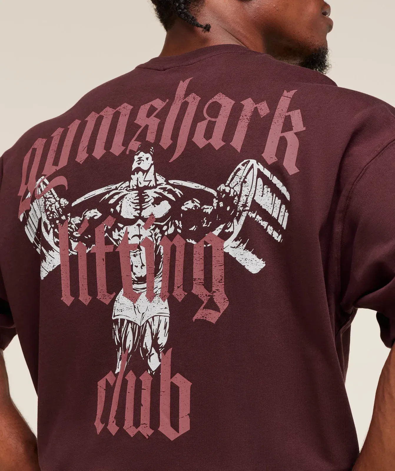 Gymshark Lifting Club T-Shirt - Rich Maroon/Reset Pink