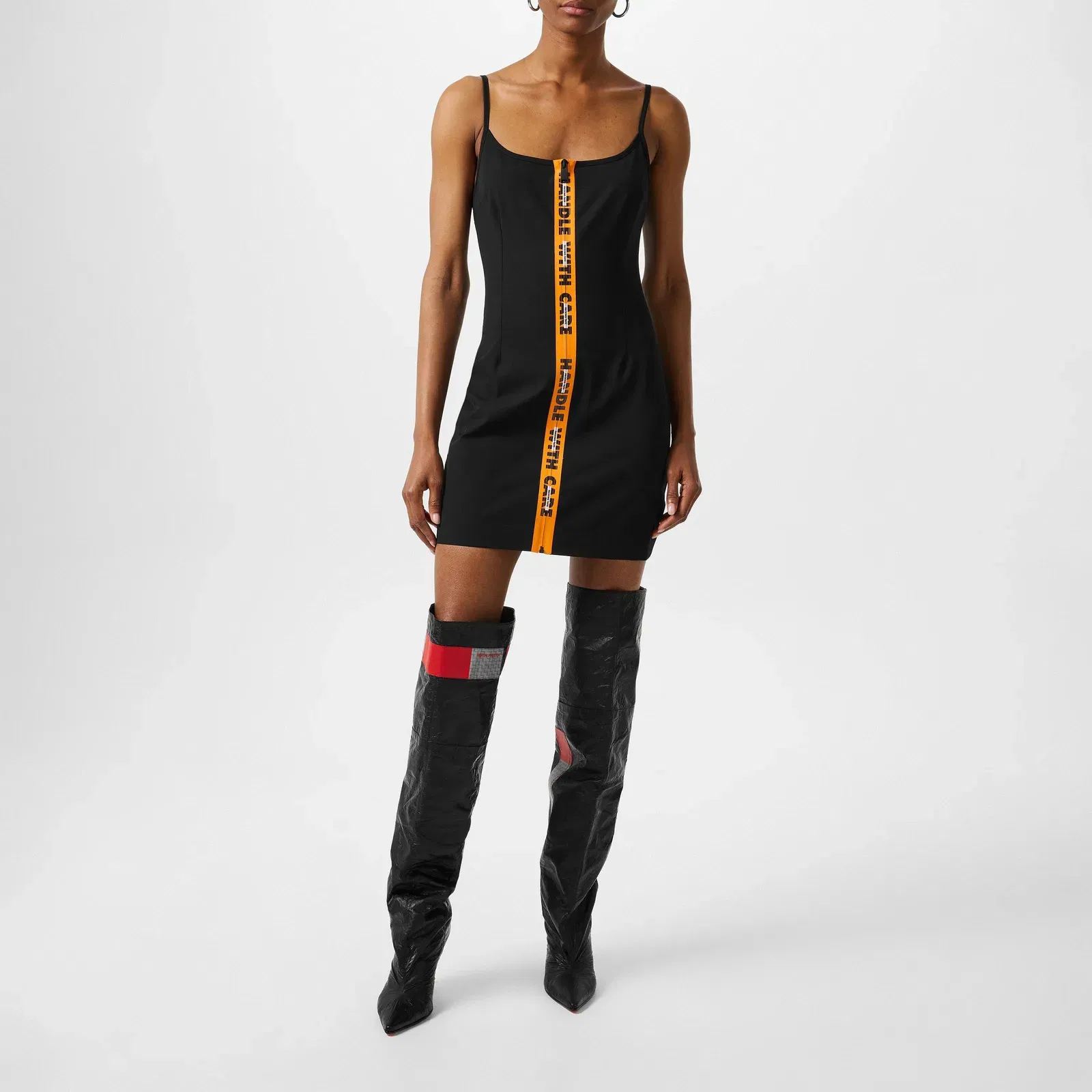 Stretch Gabardine Zipped Mini Dress
