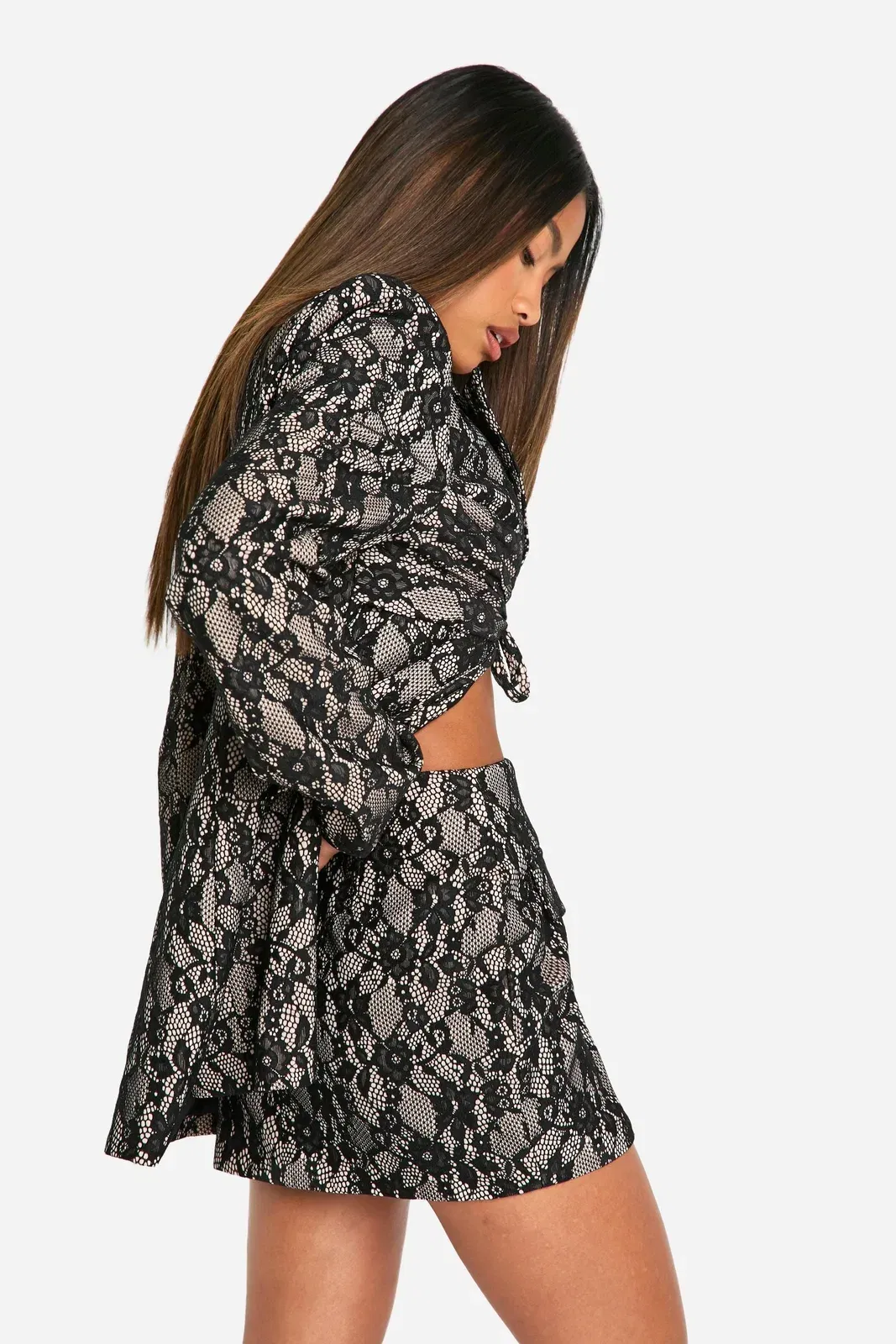 Contrast Lace Micro Mini Skirt