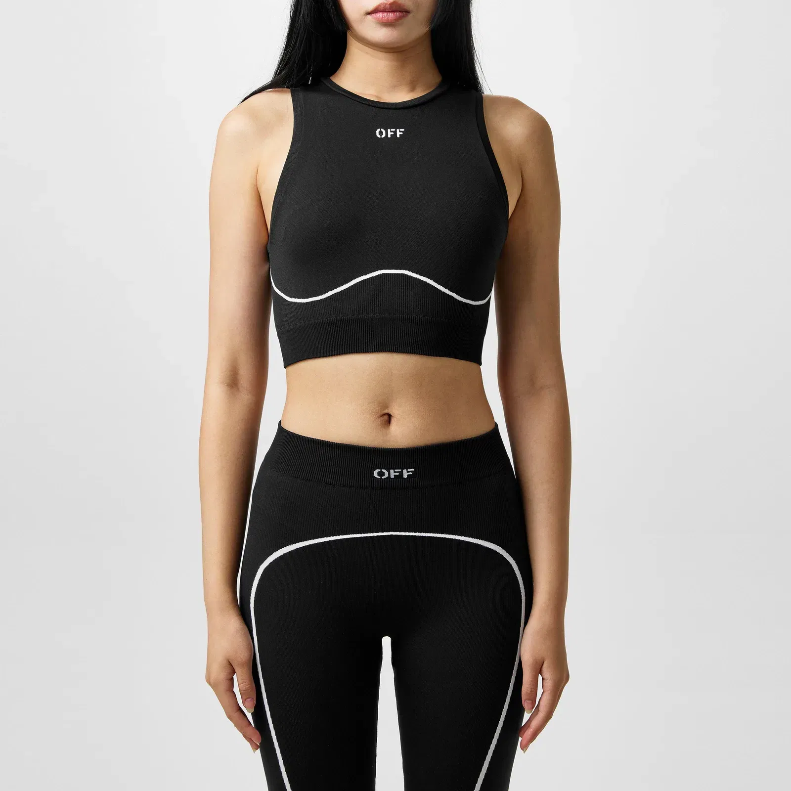 Stamp Seamless Stencil-Effect Logo Crop Top