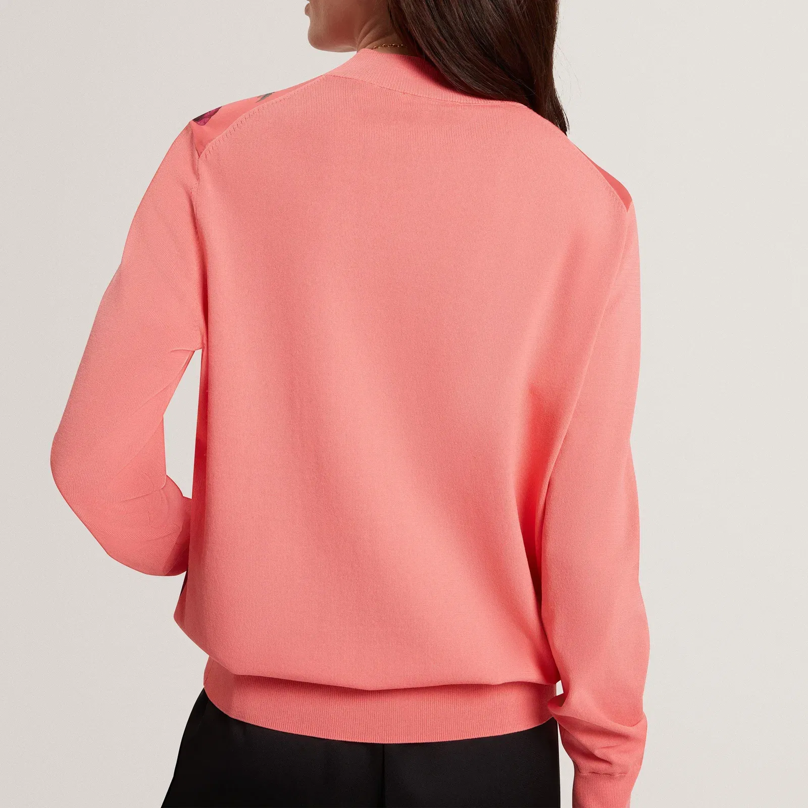 Ted Baker Botanical Print Front Long Sleeve Knit Top