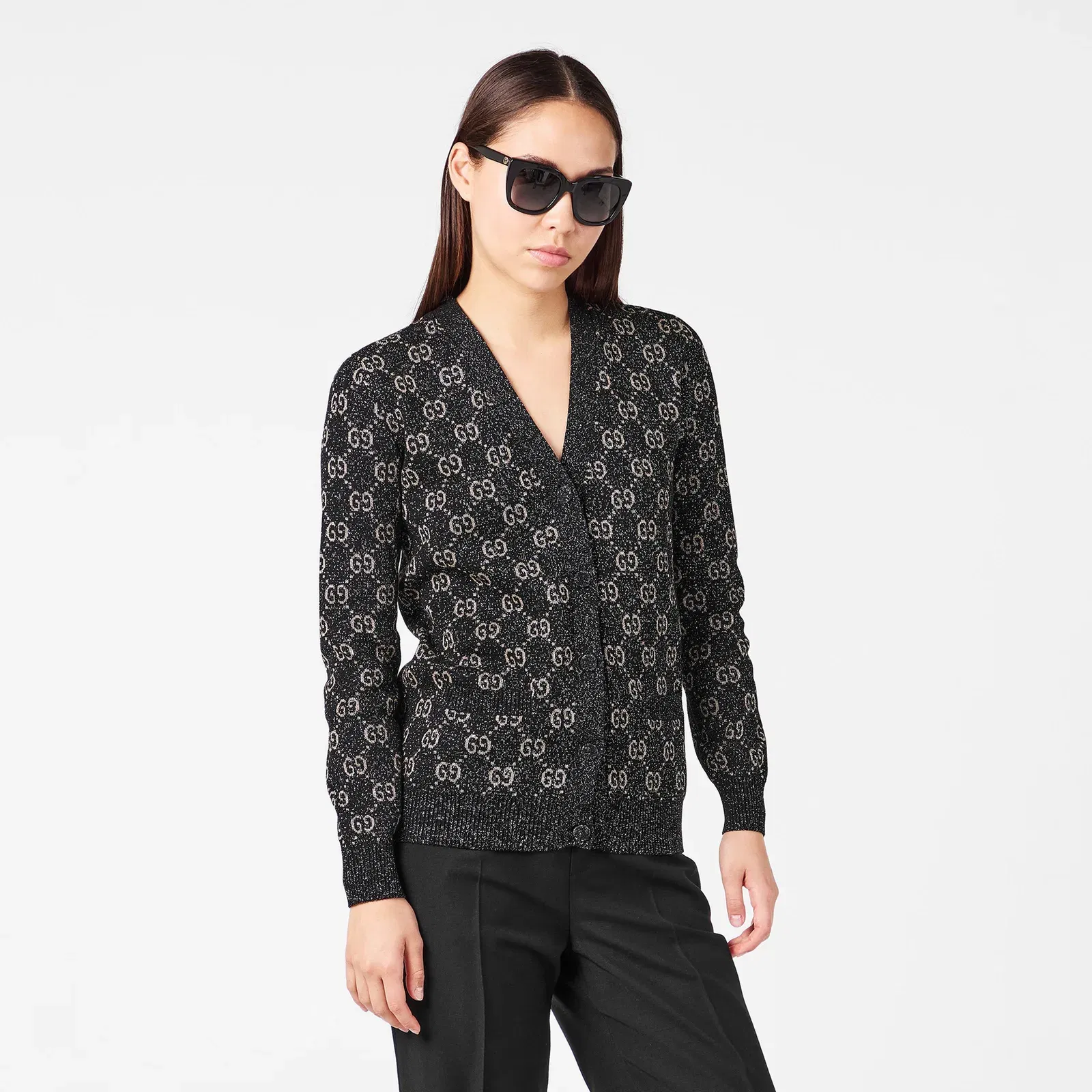 GG Jacquard Cotton Lame Cardigan