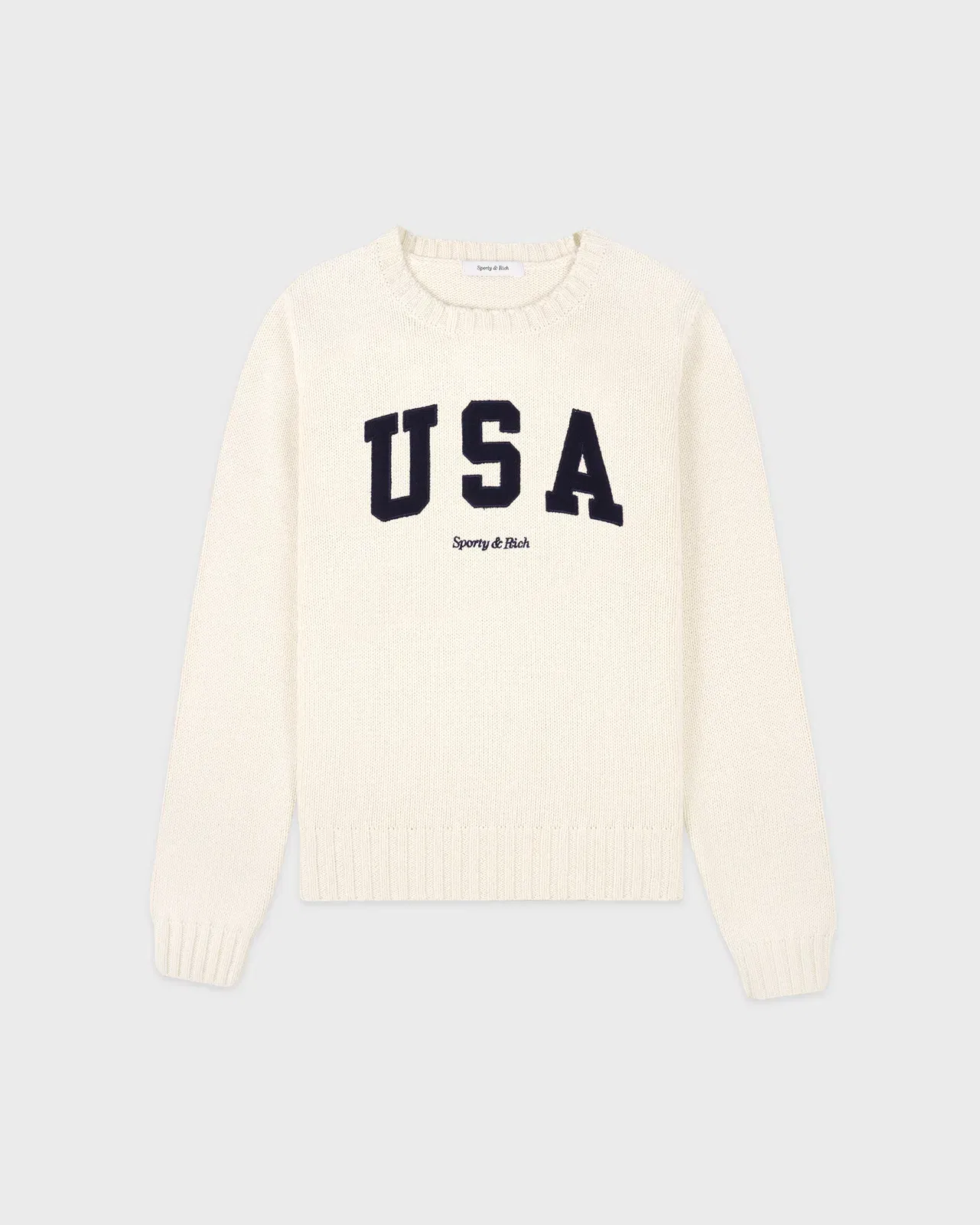 USA Knitted Sweater - Ecru/Navy