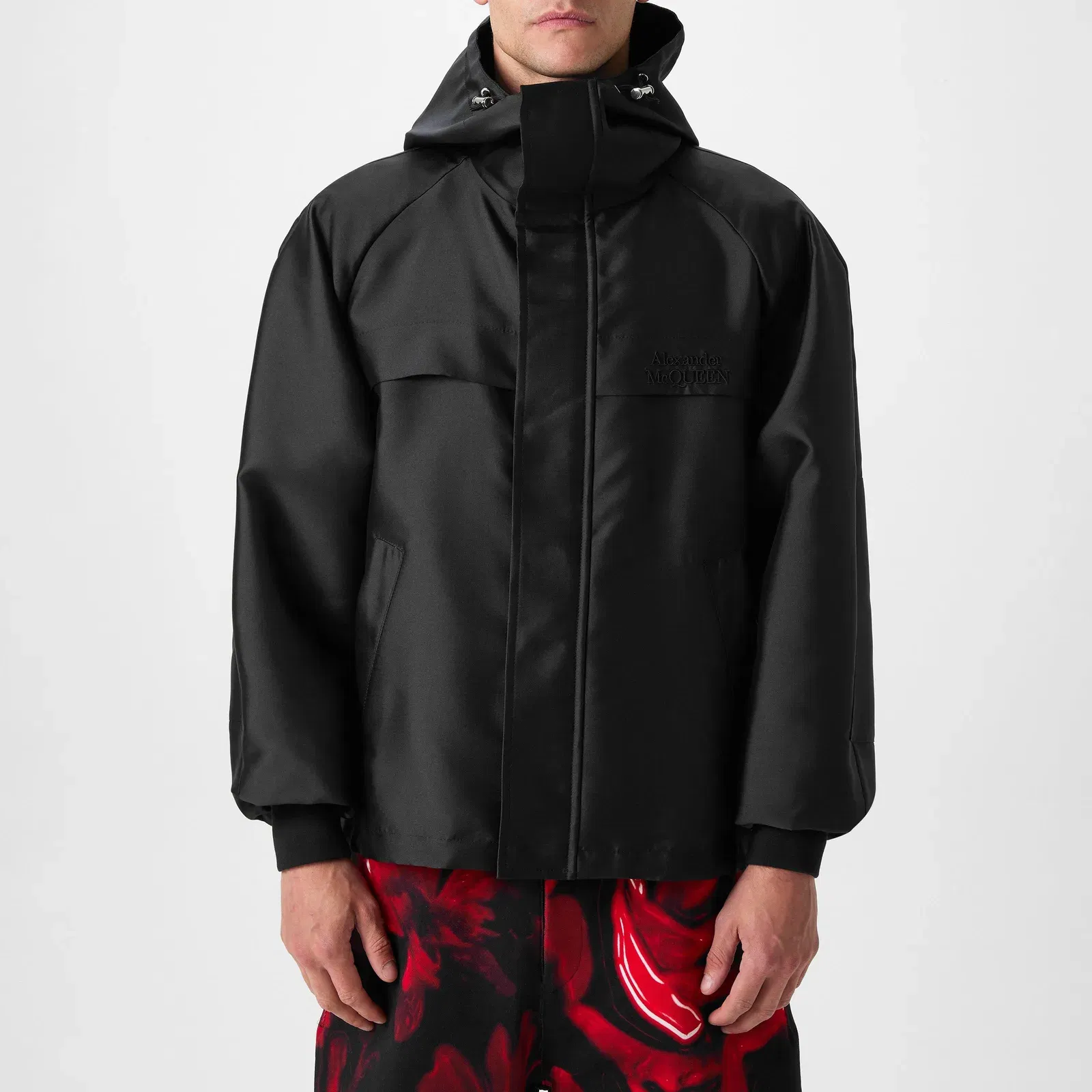 Embroidered Logo Hooded Long Sleeve Windbreaker