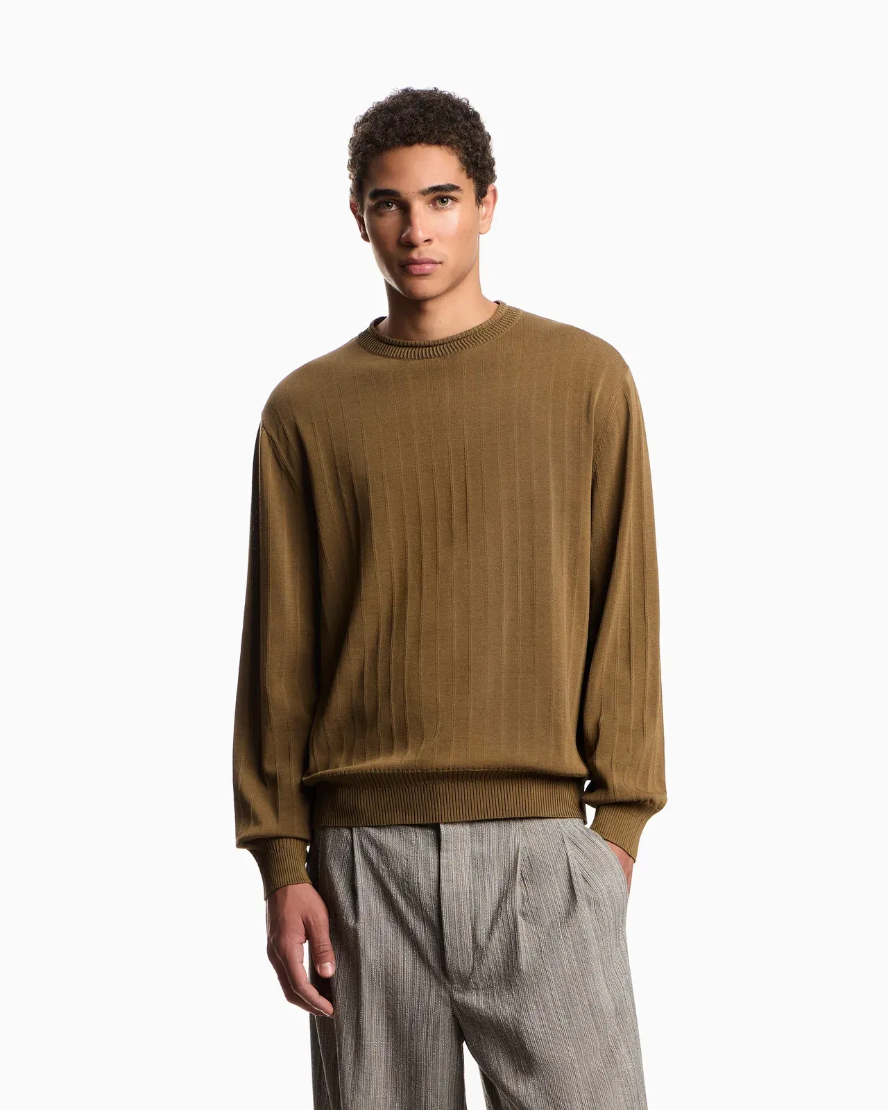 Emporio Armani Ribbed-effect tuck stitch jumper