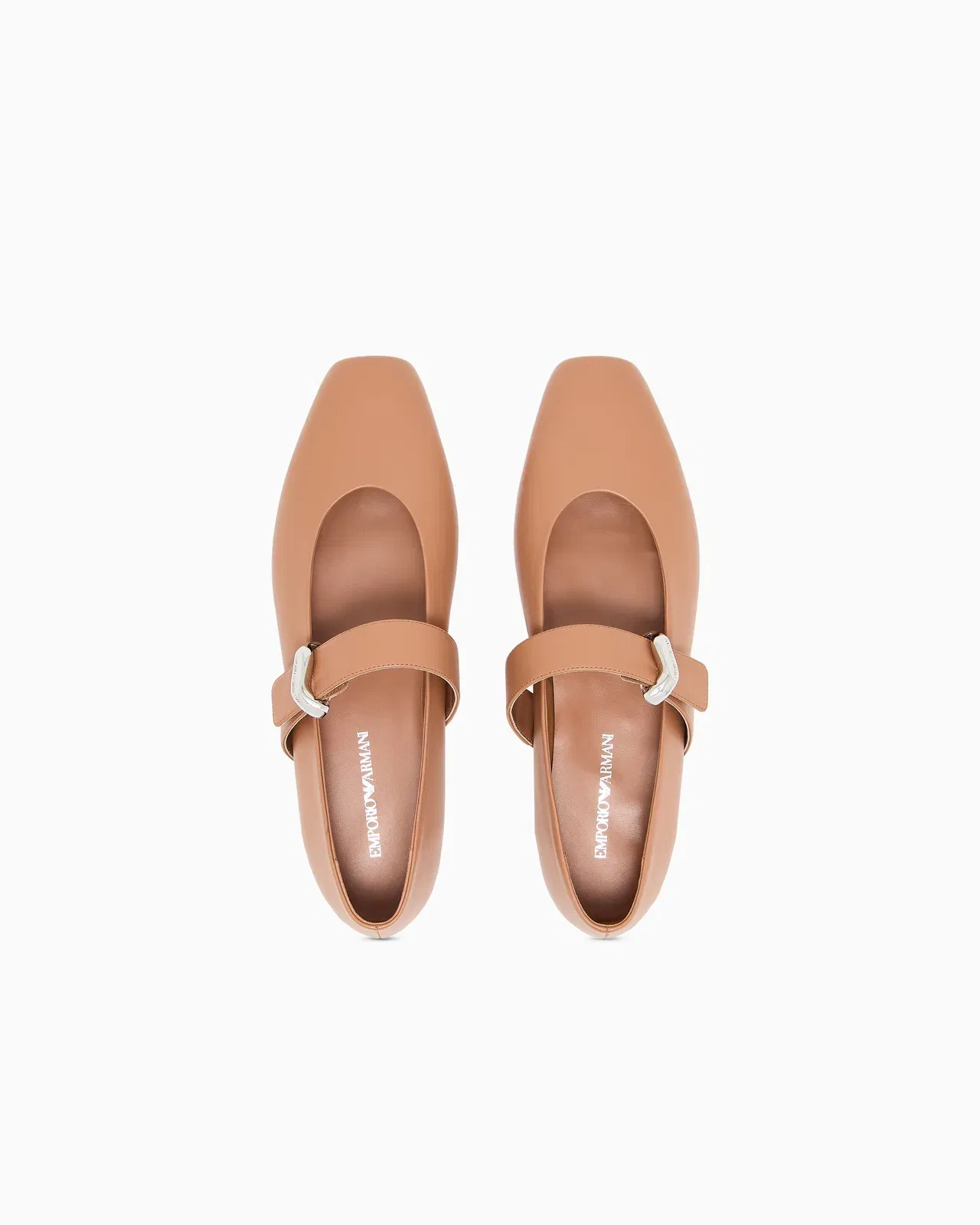 Emporio Armani Nappa-Leather Ballerinas Beige