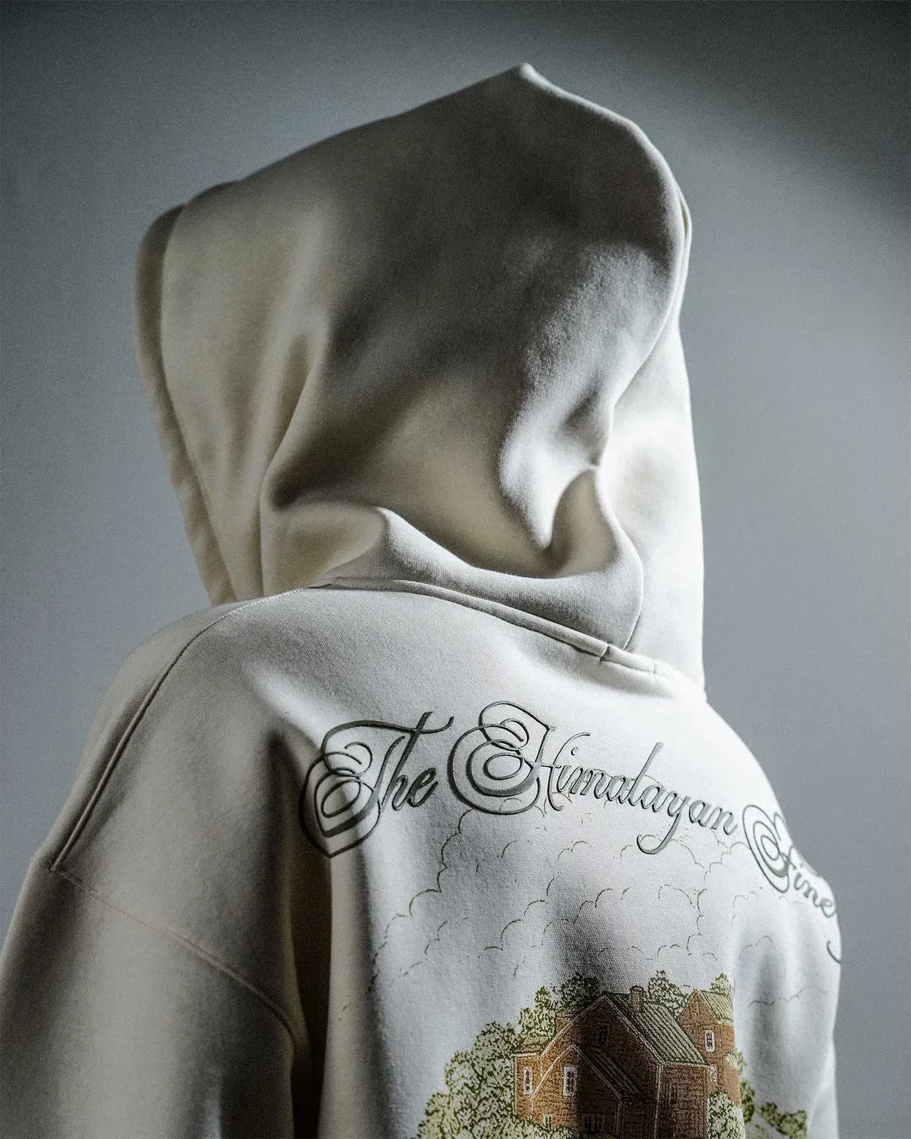 Himalayan Finery - Cream Oversized Cropped Zipper Hoodie