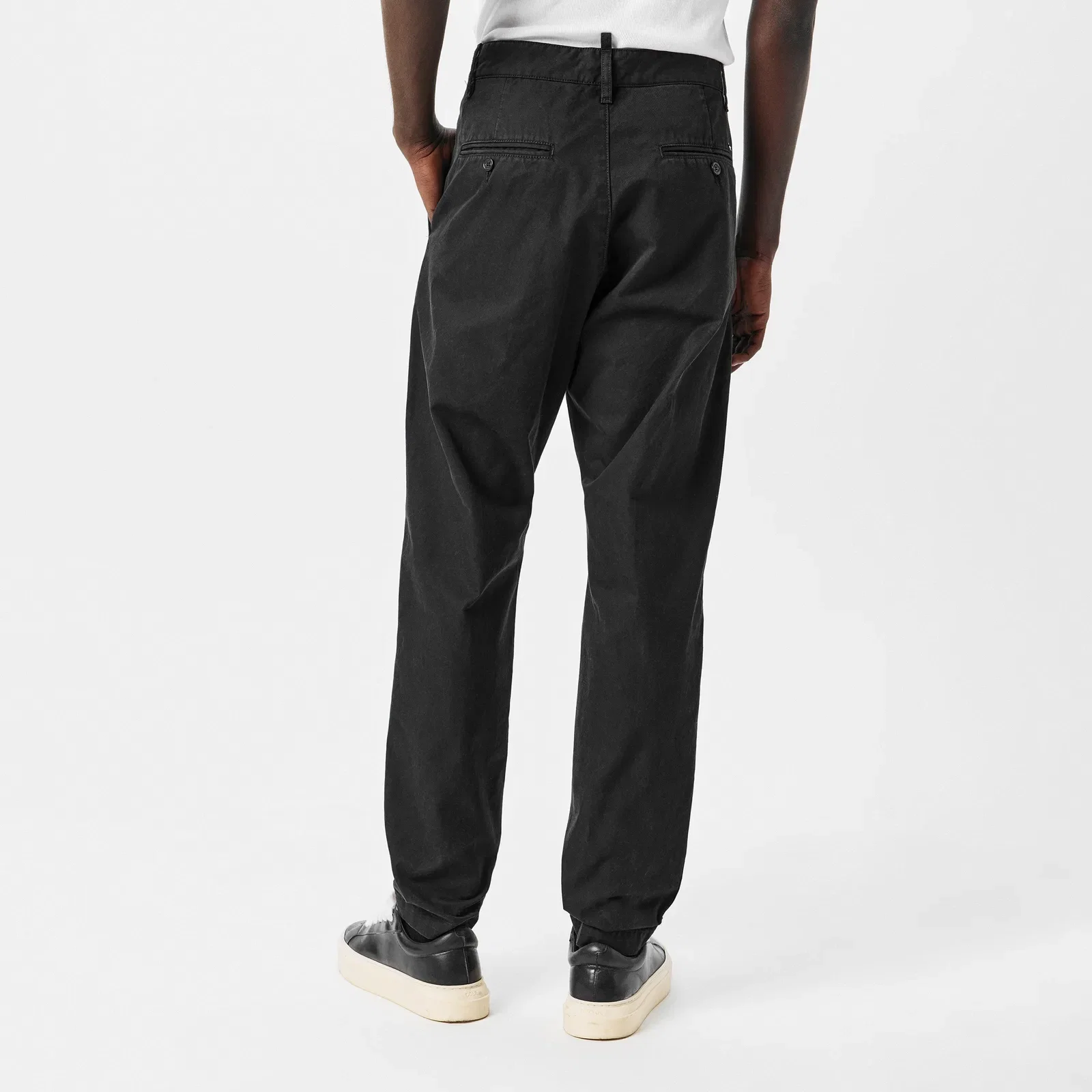 One Pleat Cotton Straight Leg Trousers