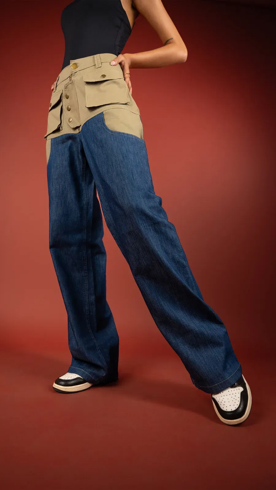 DUAL COLOUR CARPENTER DENIM WOMEN'S PANT [50/50 LIMITED EDITION]