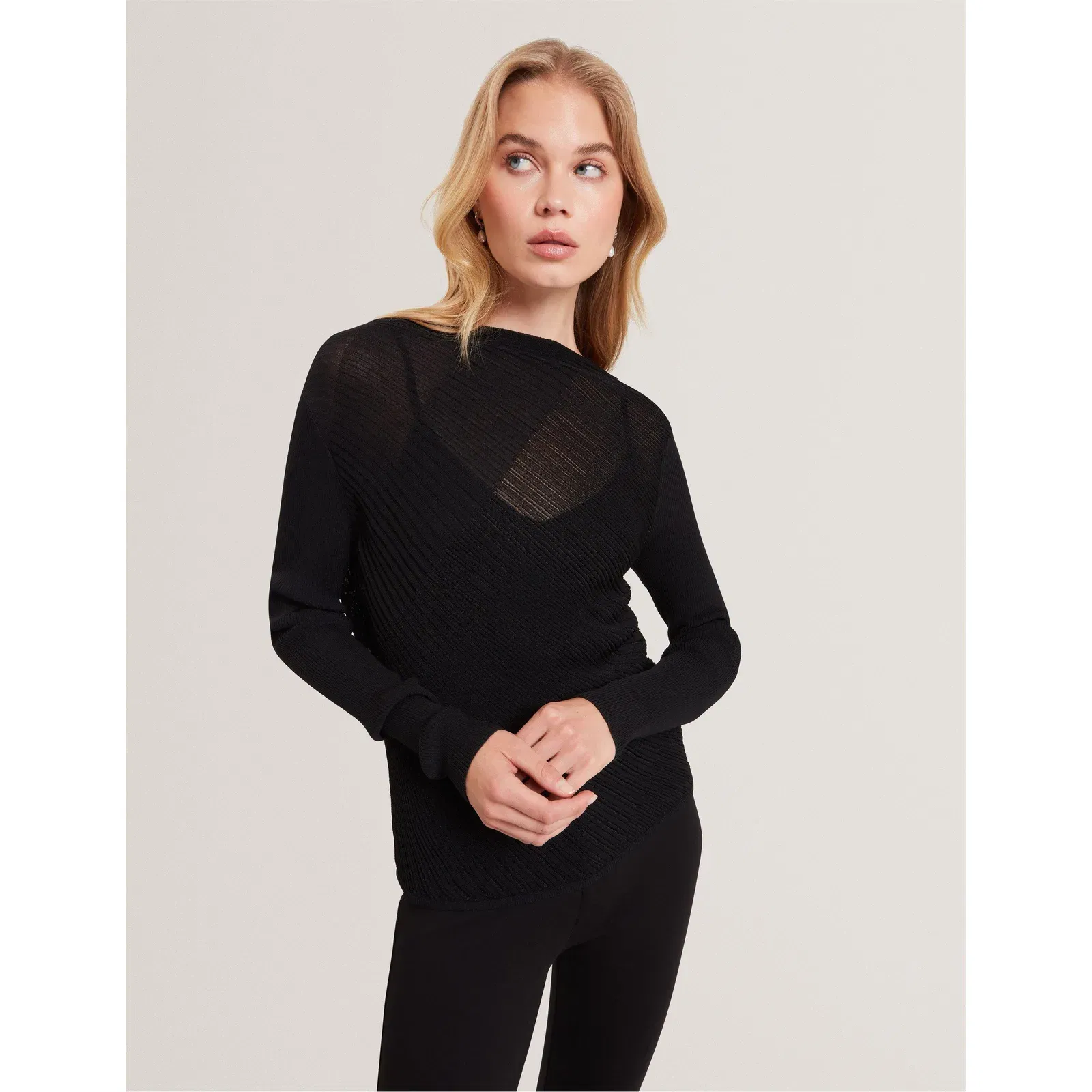 Long Sleeve Sheer Knitted Top