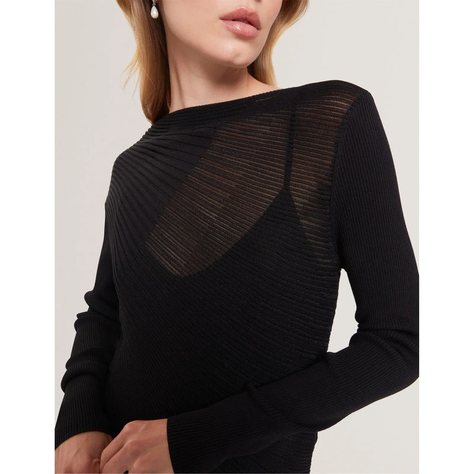 Long Sleeve Sheer Knitted Top