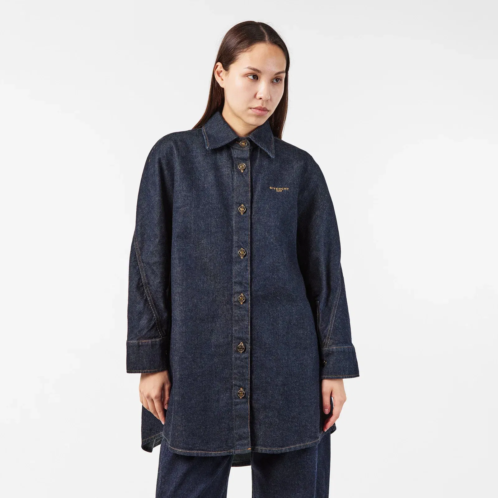 Givenchy Denim Cotton Long Sleeve Dark Blue Overshirt