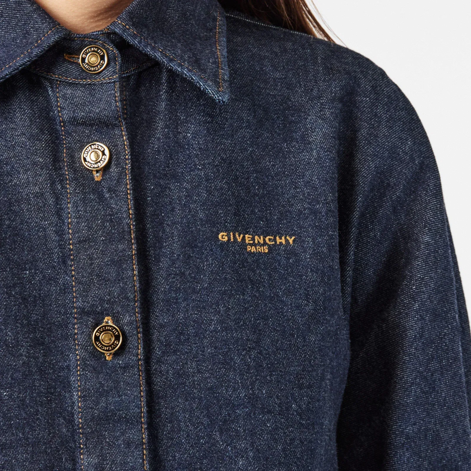 Givenchy Denim Cotton Long Sleeve Dark Blue Overshirt