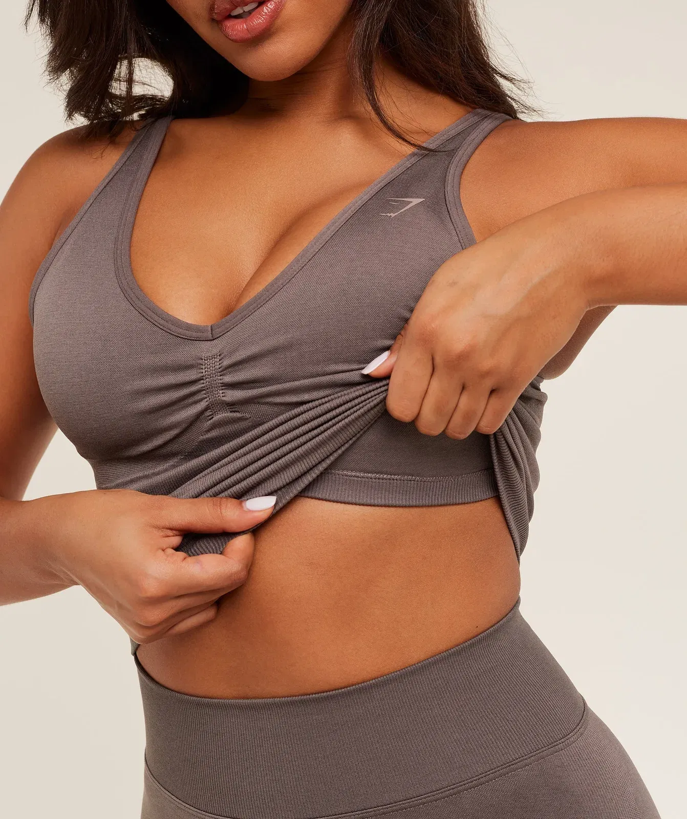 Gymshark Lift Seamless Tank with Shelf - Cool Brown