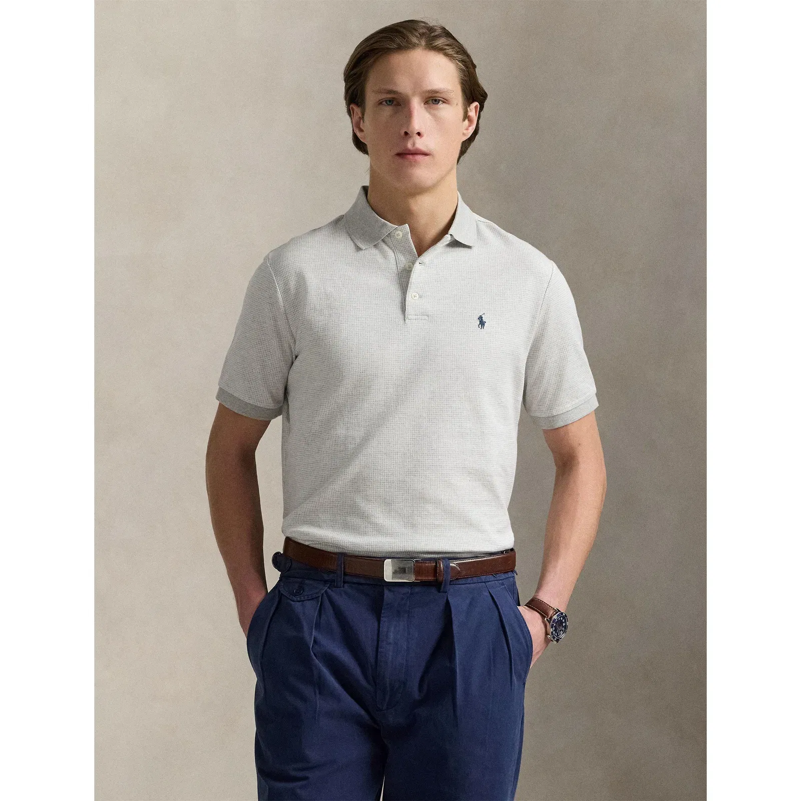 Ribbed Collar Short Sleeve Shirt