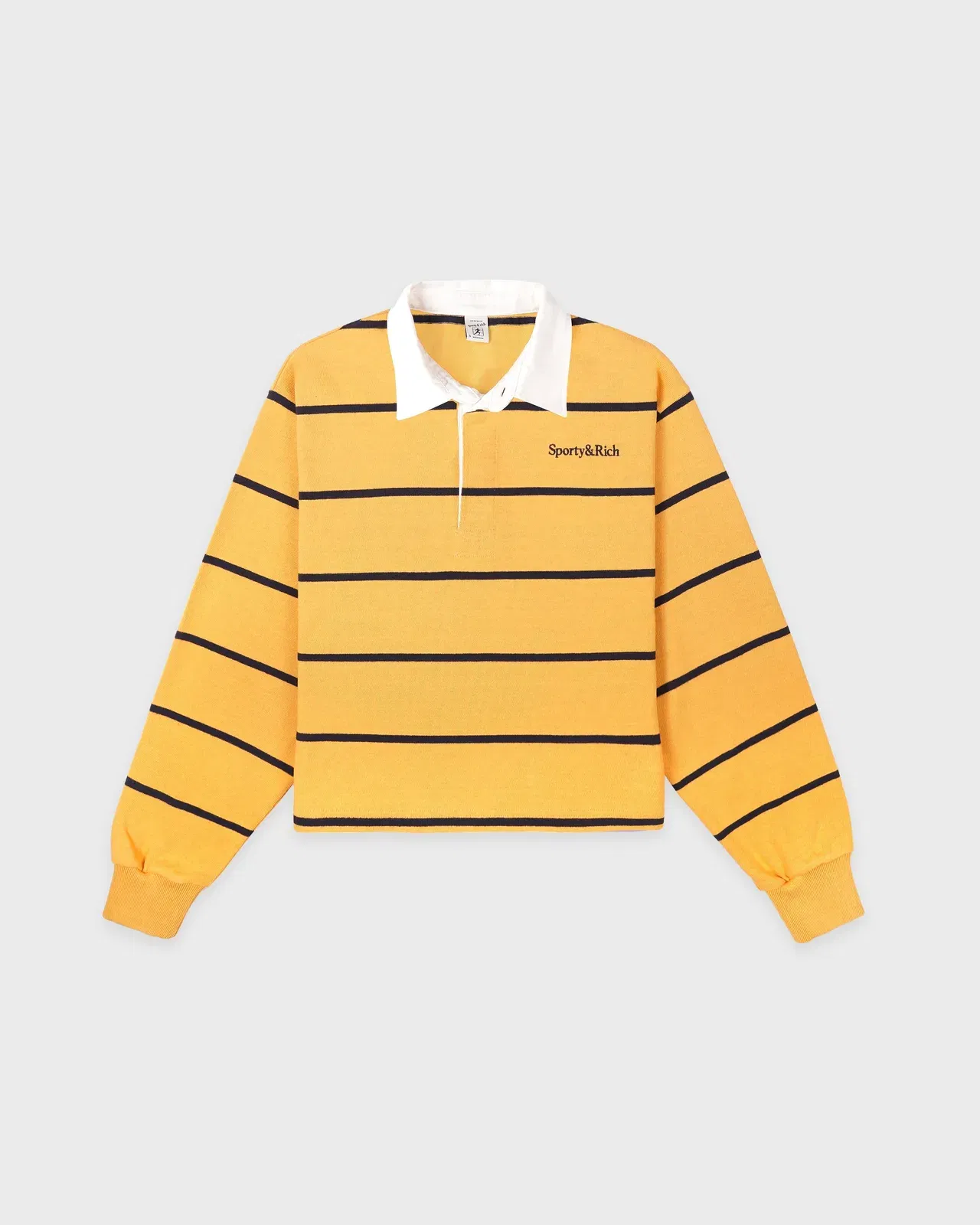 Serif Logo Rugby Polo - Faded Gold/White/Navy