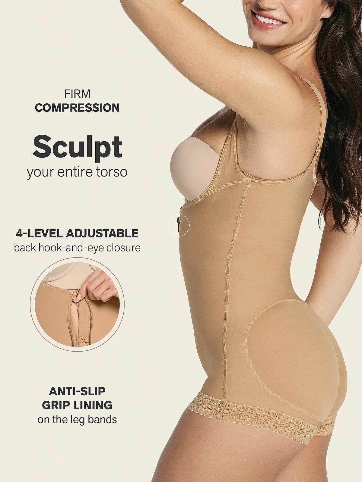 Firm Compression Open Bust Body Shaper Boyshorts