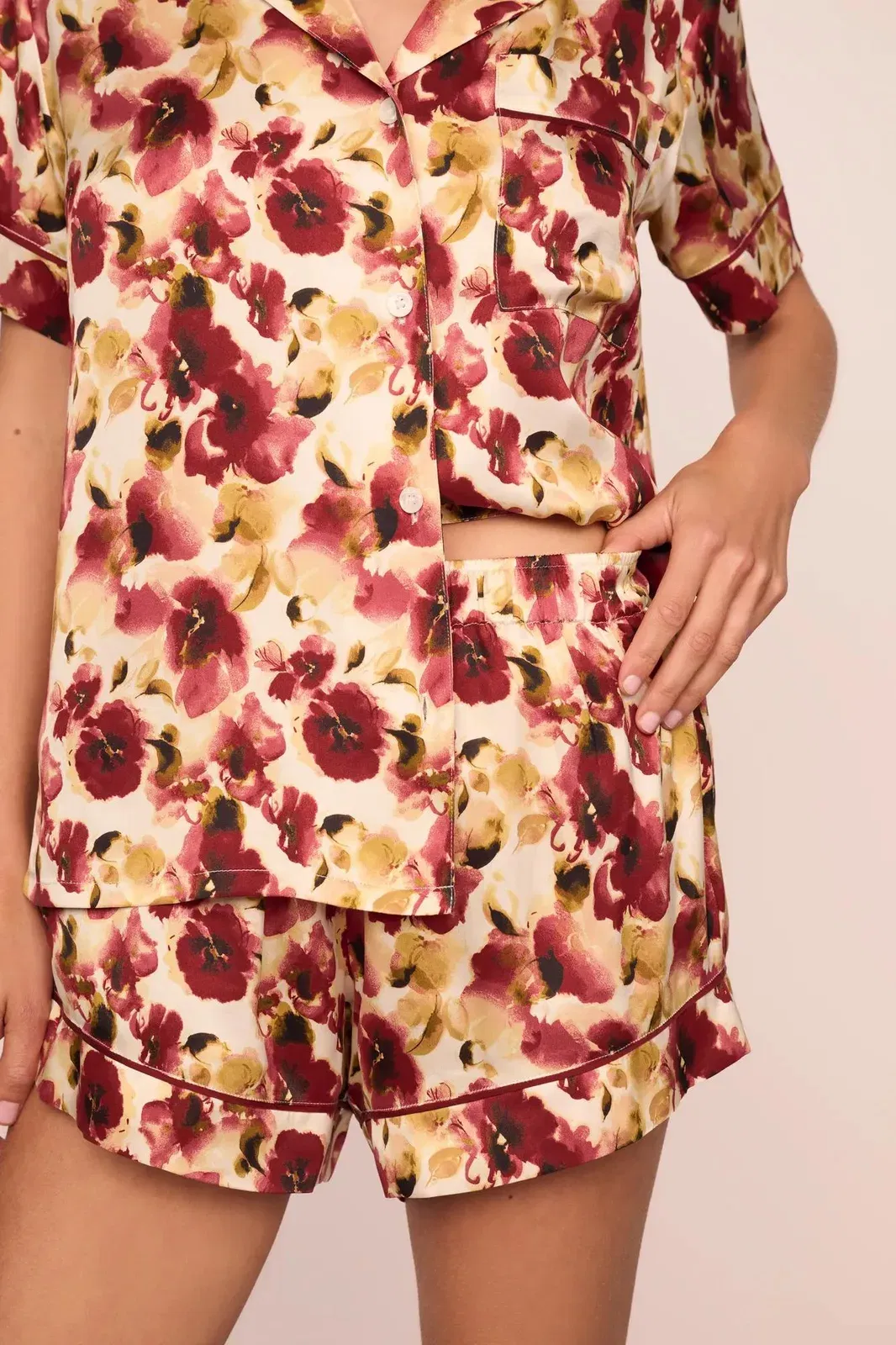 Eberjey x Lily Aldridge - Inez Washable Silk Printed Short PJ Set