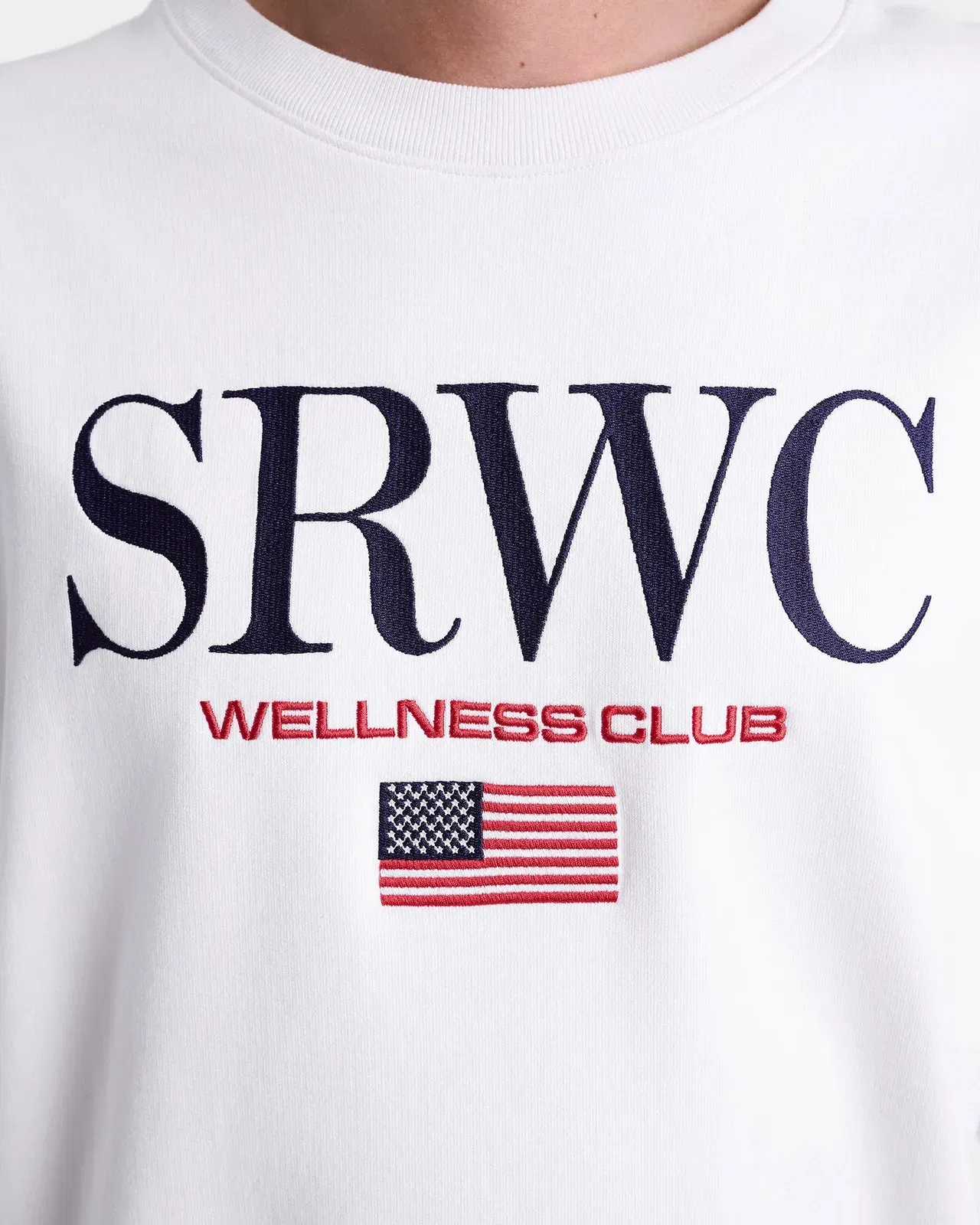 Nautical Embroidered Crewneck - White/Navy/Ruby