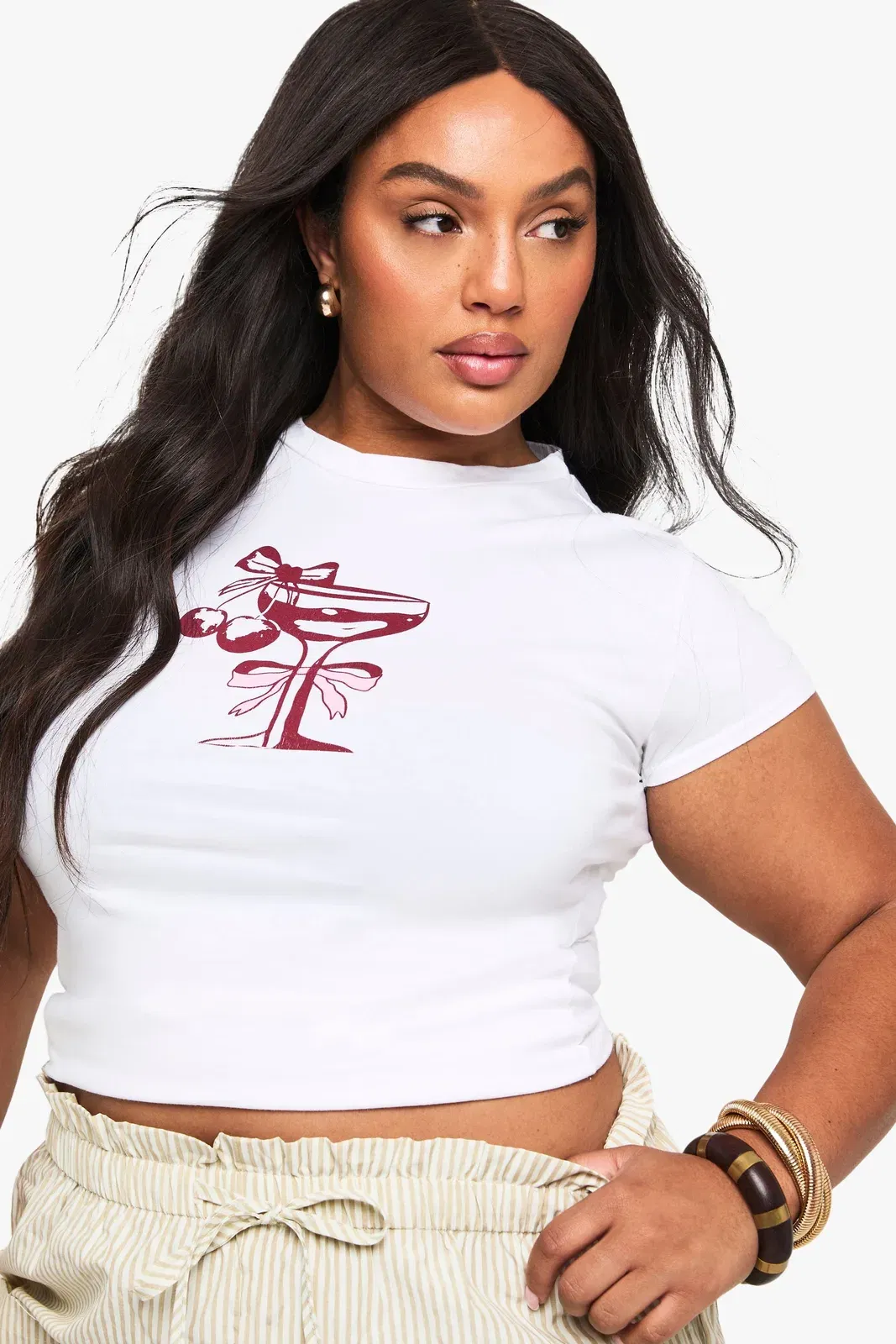 Plus Cocktail Bow Fitted T-Shirt