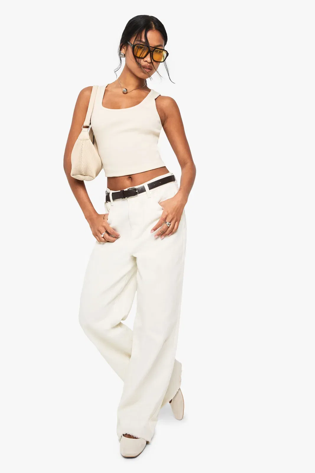 Basic Rib Scoop Neck Racer Back Vest Top