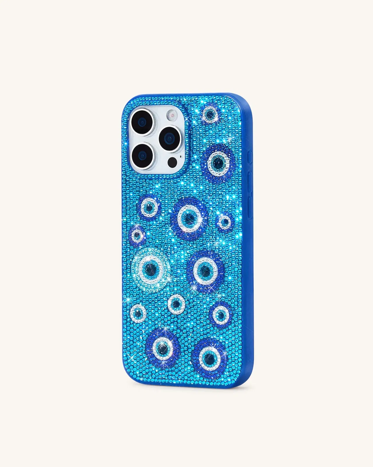 Evil Eye Artificial Crystal Embellished Phone Case - Black