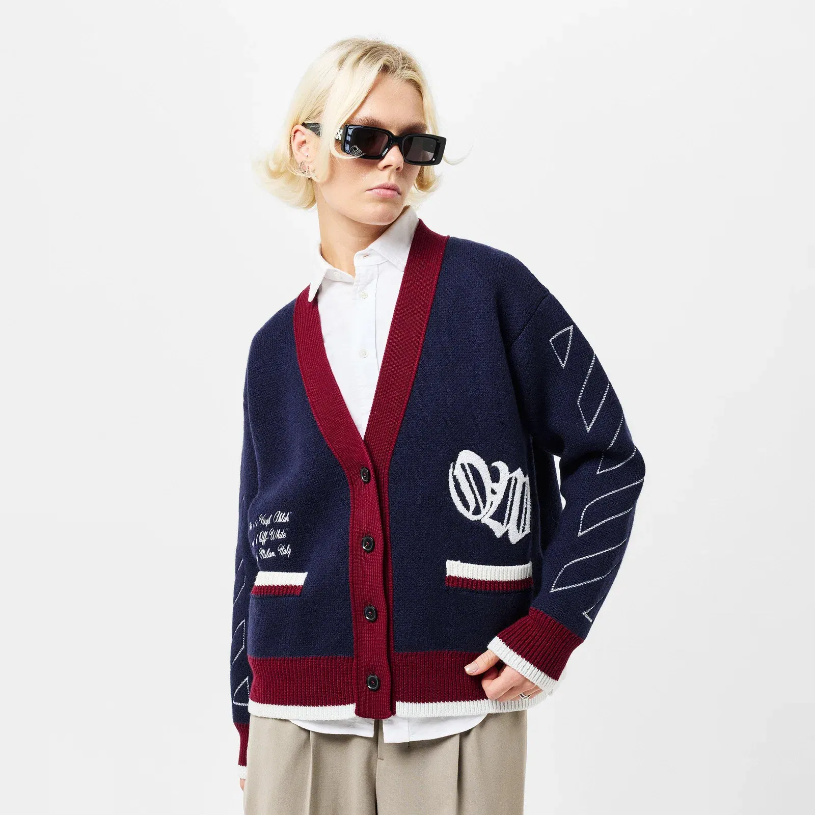 Varsity Button Front Knit Cardigan