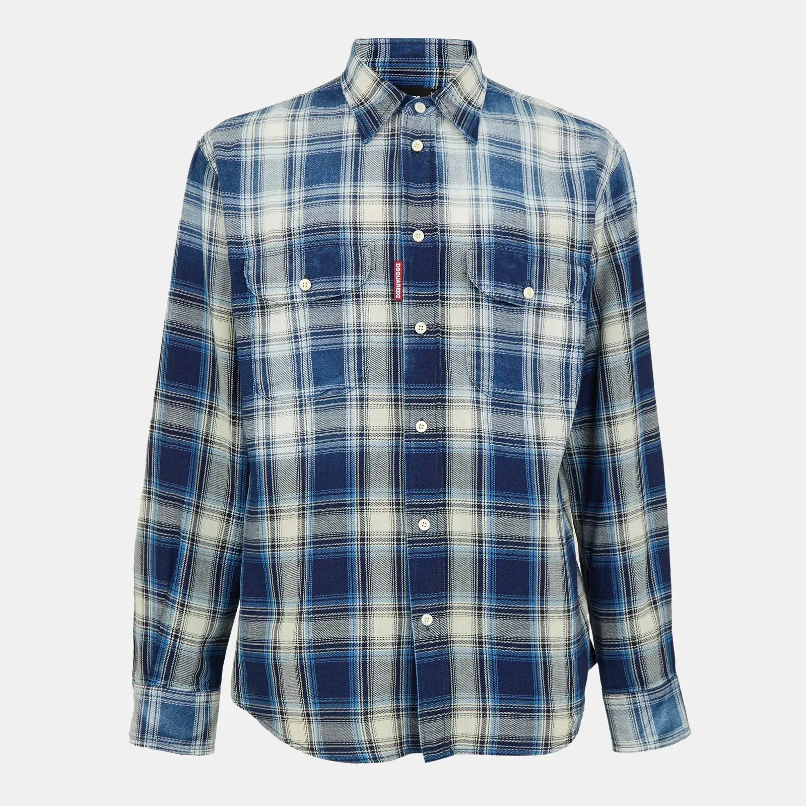 DSQ Vintage Long Sleeve Patterned Relaxed Fit Shirt