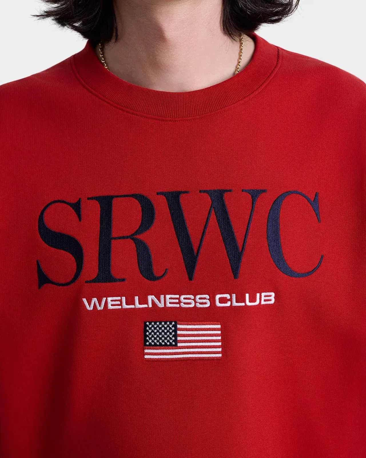 Nautical Embroidered Crewneck - Ruby/Navy