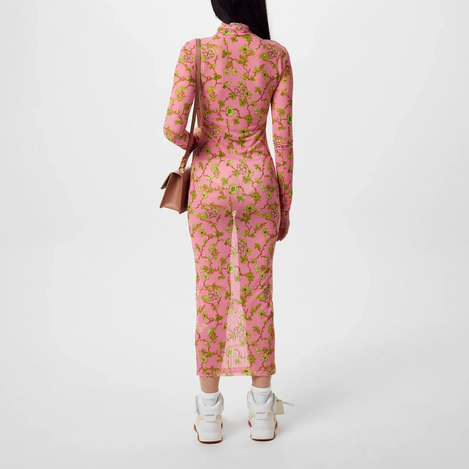 Ramage Tulle Long Sleeve Floral Maxi Bodycon Dress