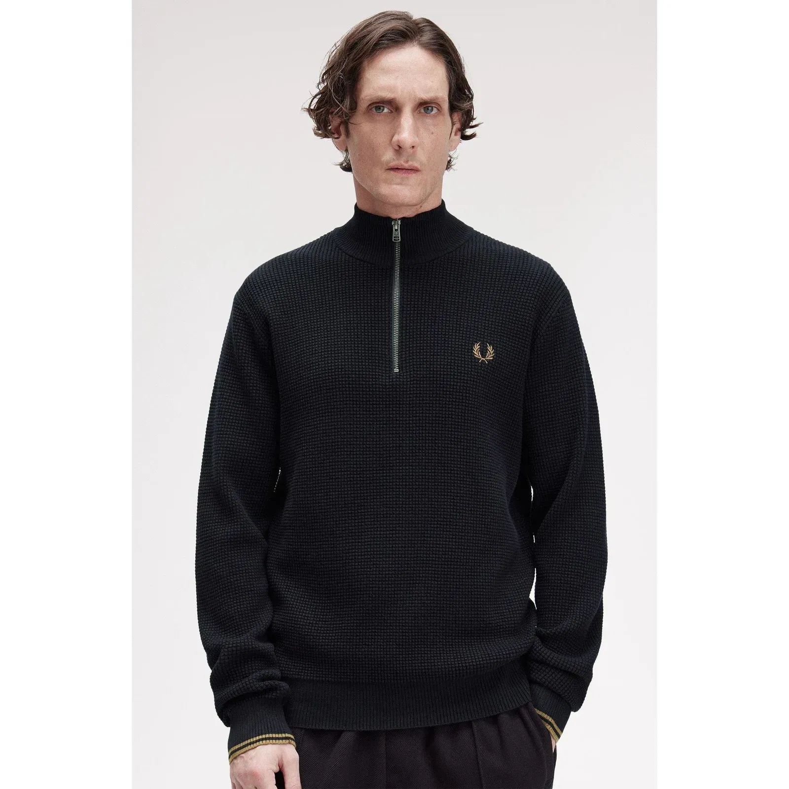 Waffle Stitch Half Zip Jumper