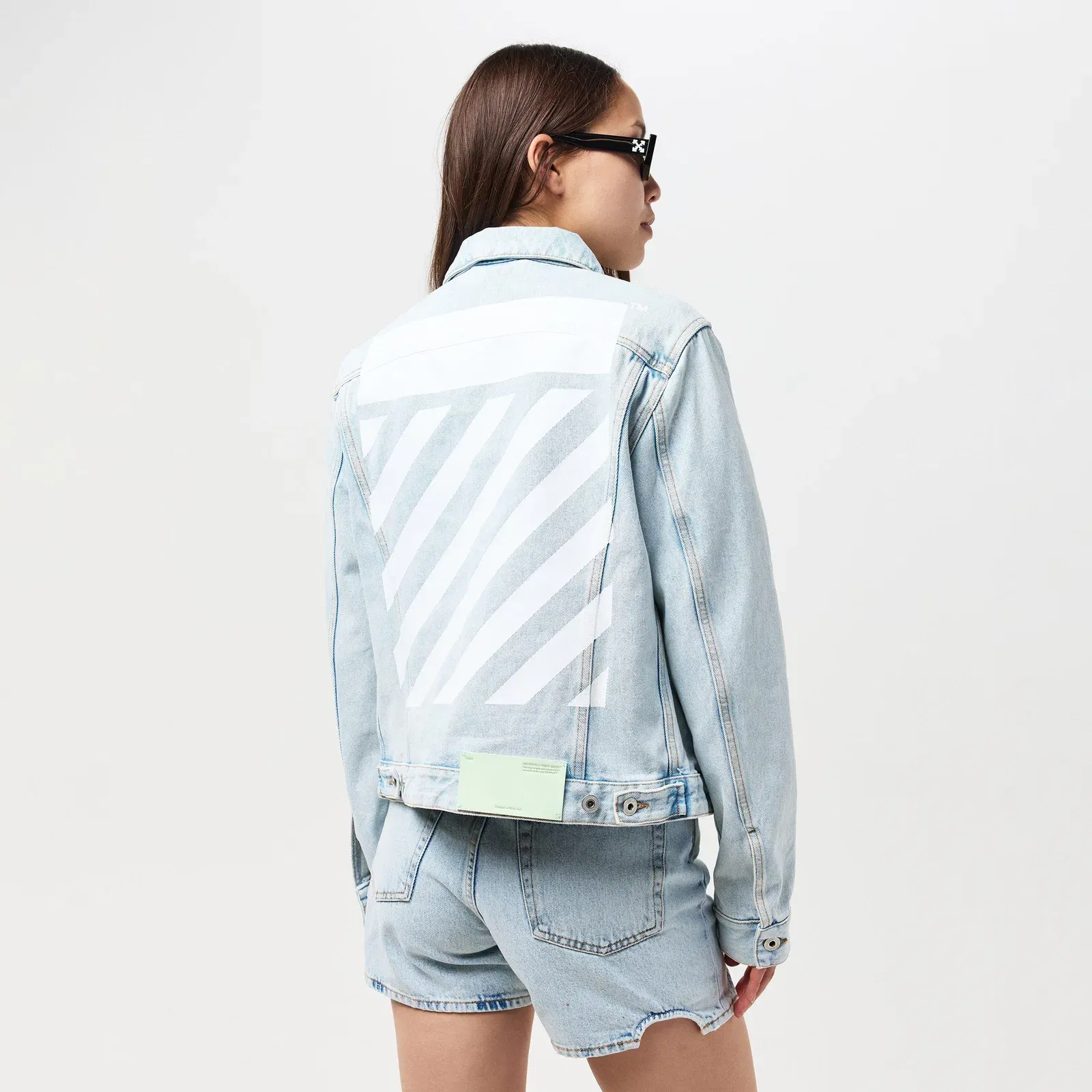 Diagonal Cotton Long Sleeve Denim Jacket