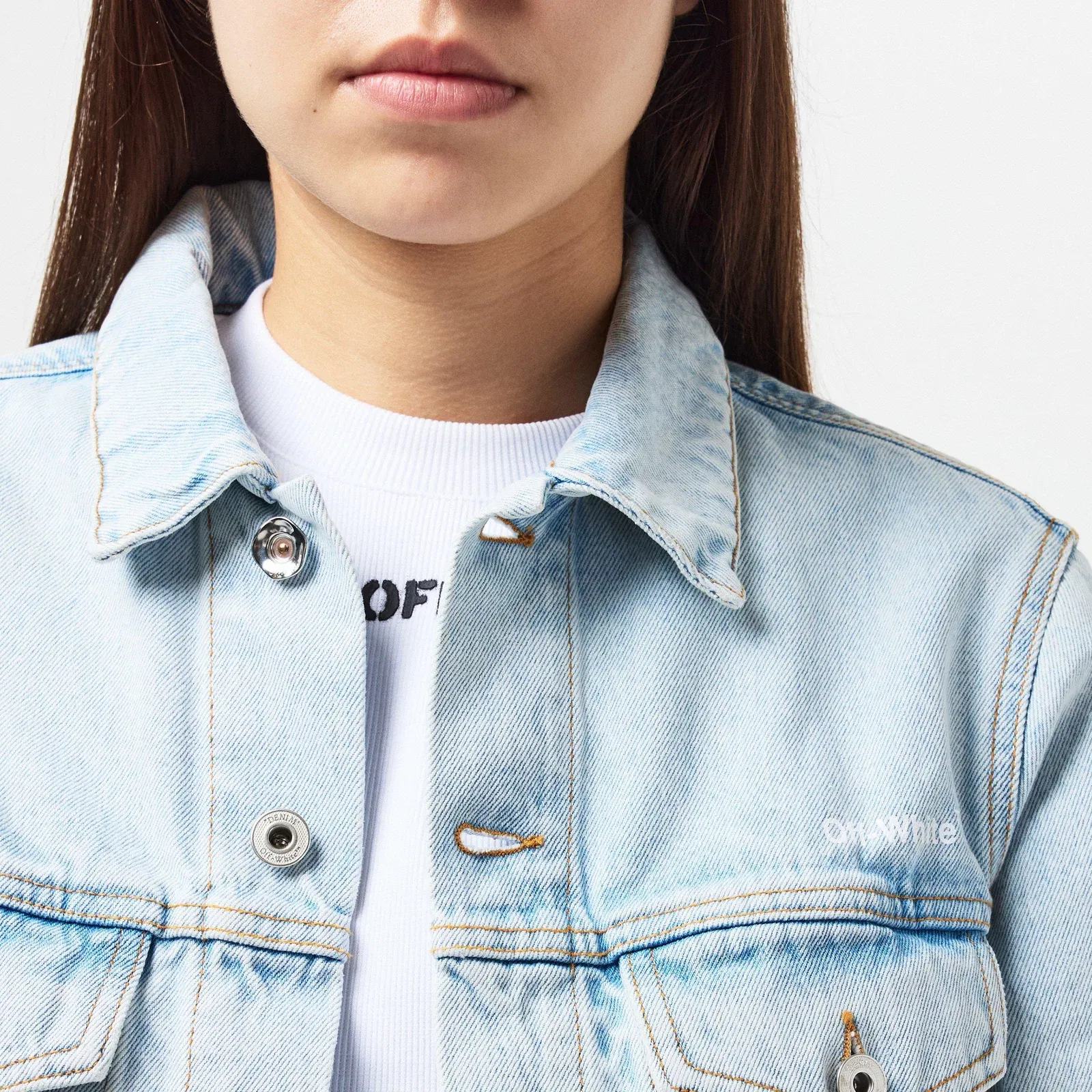 Diagonal Cotton Long Sleeve Denim Jacket