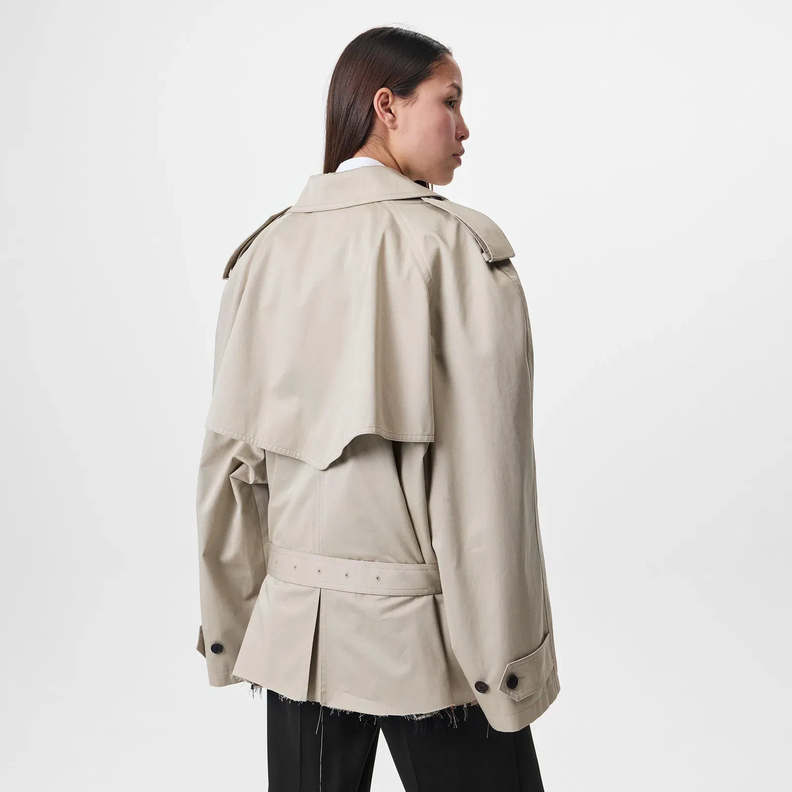 Short Cotton Long Sleeve Trench Coat